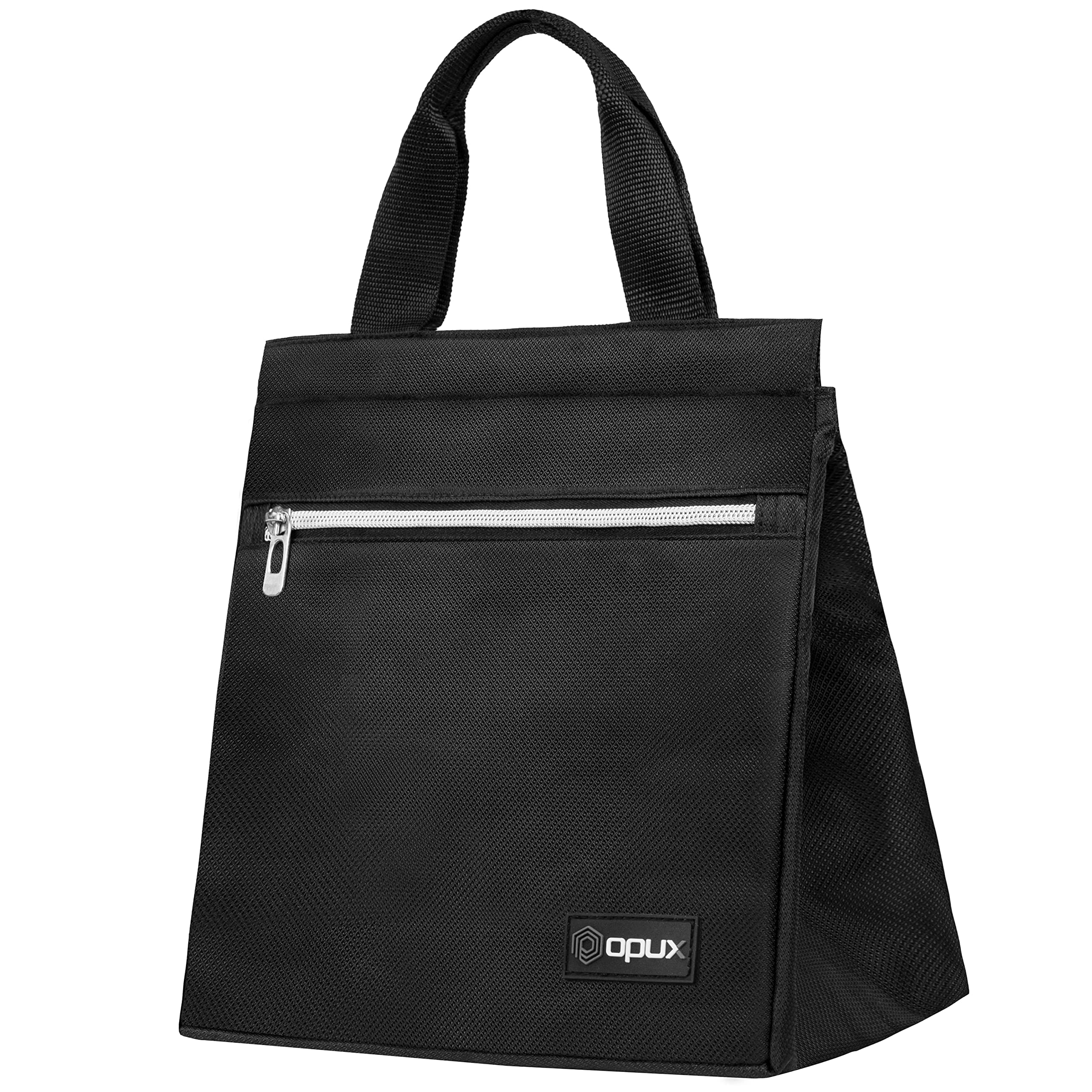 OPUX Insulated Lunch Bag for Women & Men - Reusable Foldable Waterproof Thermal Lunch Tote for Work, School, Office, Picnic | Fits 12 Cans | Soft Cooler for Adults & Kids (Black) - Perfect for Daily Commute, Outdoor Activities & Meal Prep