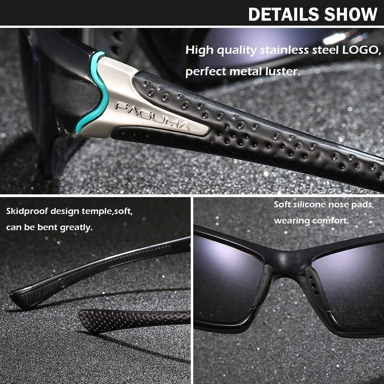 FAGUMA Polarized Sports Sunglasses for Men - UV400 Protection for Cycling, Driving, Fishing - Lightweight & Durable for Outdoor Activities