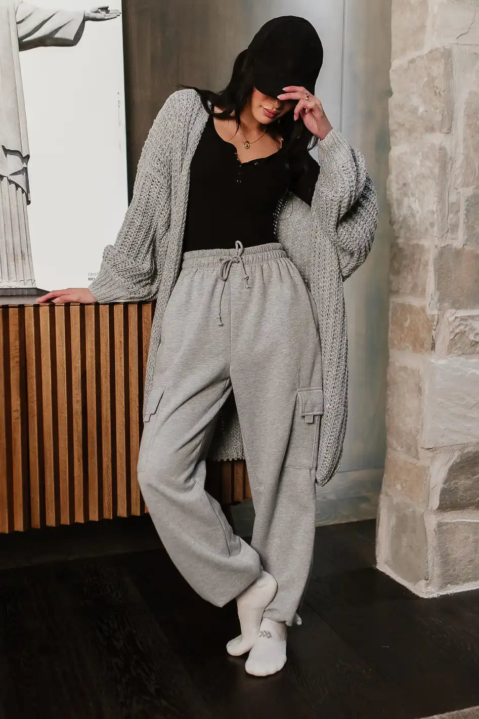 Joanna Cargo Sweatpants for Women - Soft Grey Joggers with Pockets | Comfortable Lounge Pants for Yoga, Running & Casual Wear | FINAL SALE