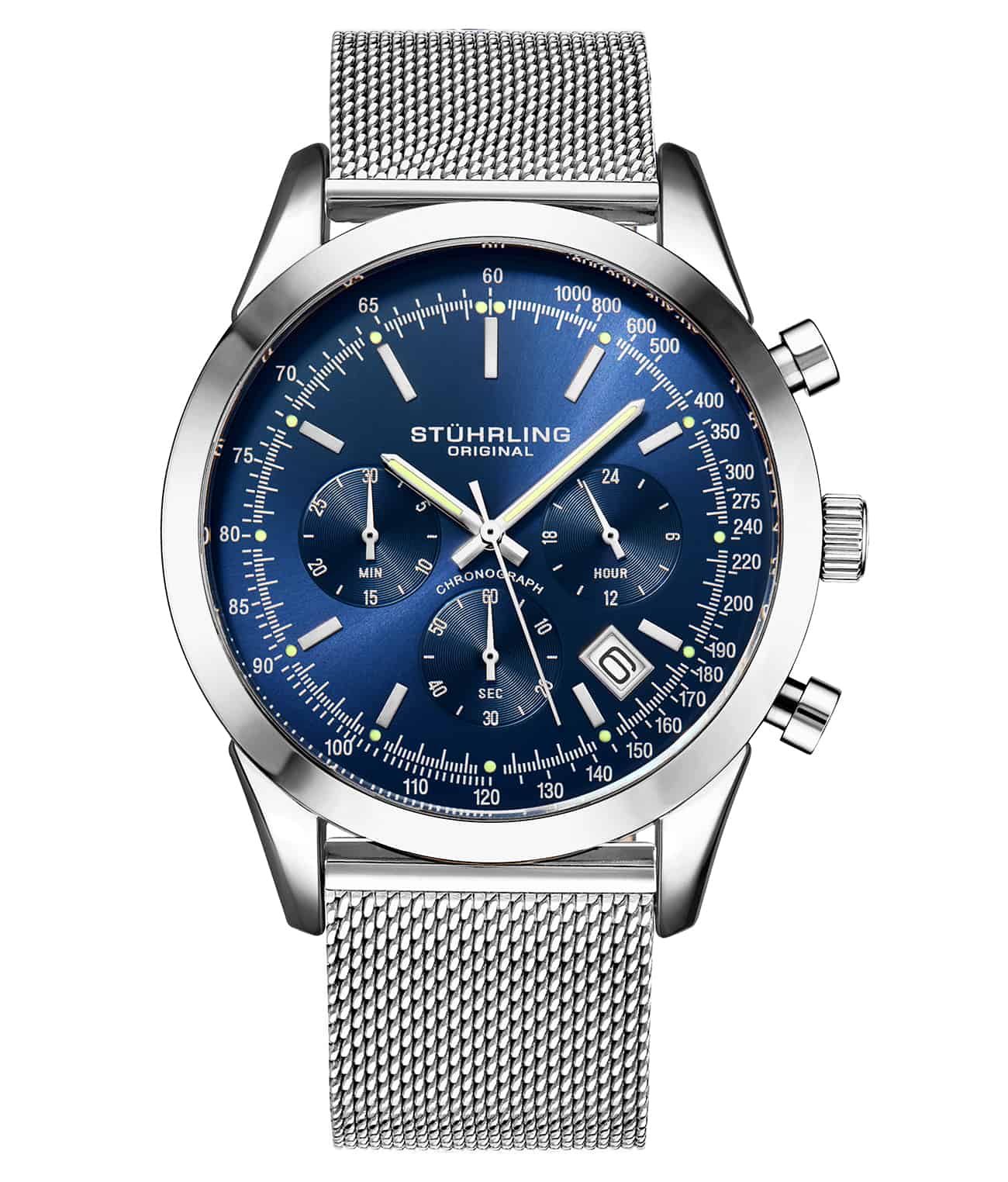AquaSync Mesh Quartz 44mm Chronograph Watch - Waterproof Sports Chrono for Men | Perfect for Swimming, Diving & Outdoor Activities