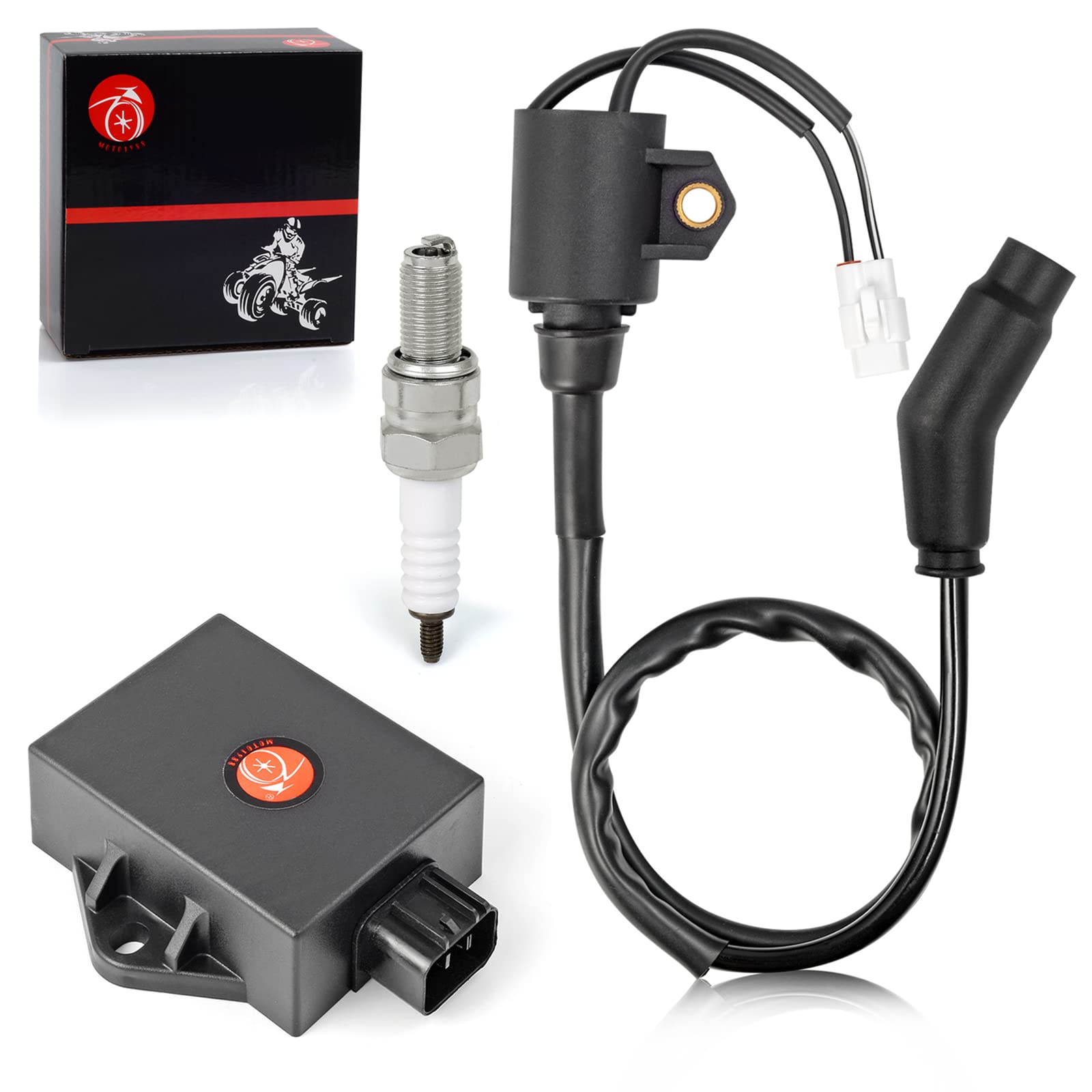 Polaris Sportsman 300 & Hawkeye 300 CDI Box Ignition Coil & Spark Plug Kit (2008-2011) - Compatible with Part Numbers 3089978, 3089860, 3089910 - Perfect for ATV Off-Roading, Hunting & Outdoor Adventures