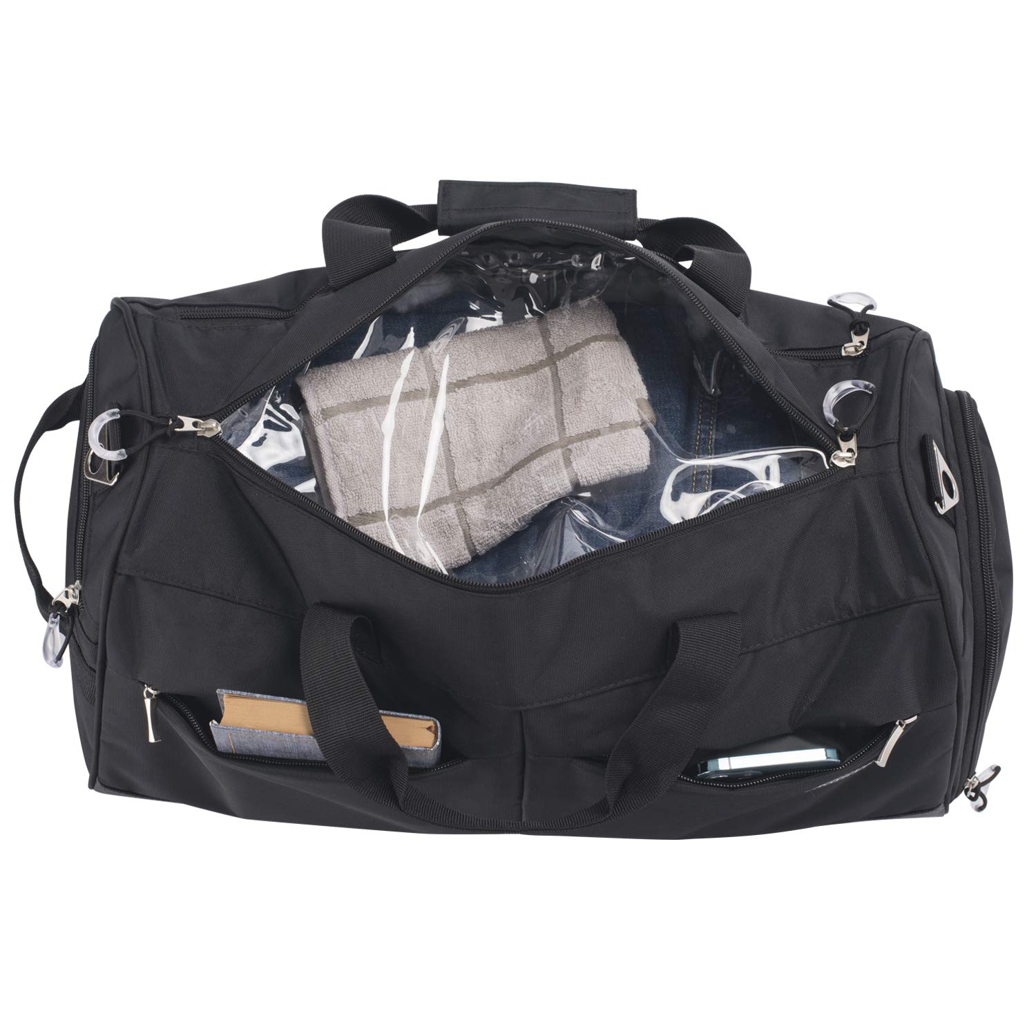 **Kuston Sports Gym Bag with Shoes Compartment & Wet Pocket - Durable Gym Duffel Bag for Men & Women - Perfect for Workout, Travel & Overnight Trips - Black**