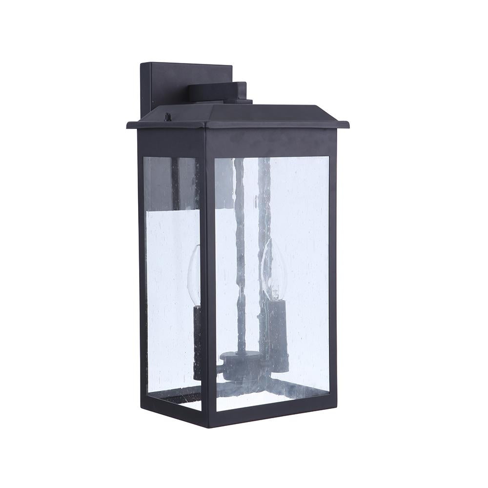Carlisle 2-Light Outdoor Wall Mount Sconce - Matte Black Finish - Medium Size - Perfect for Porch, Patio & Entryway Lighting
