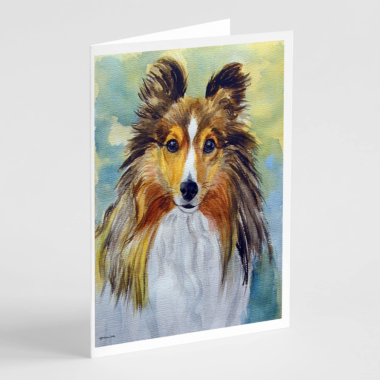Caroline's Treasures 7397GCA7P Sheltie Toby Blank Greeting Cards - Pack of 8 A7 Size (5x7) Note Cards with Envelopes - Whimsical Dog Lover Stationery for Birthdays, Thank You Notes & Special Occasions