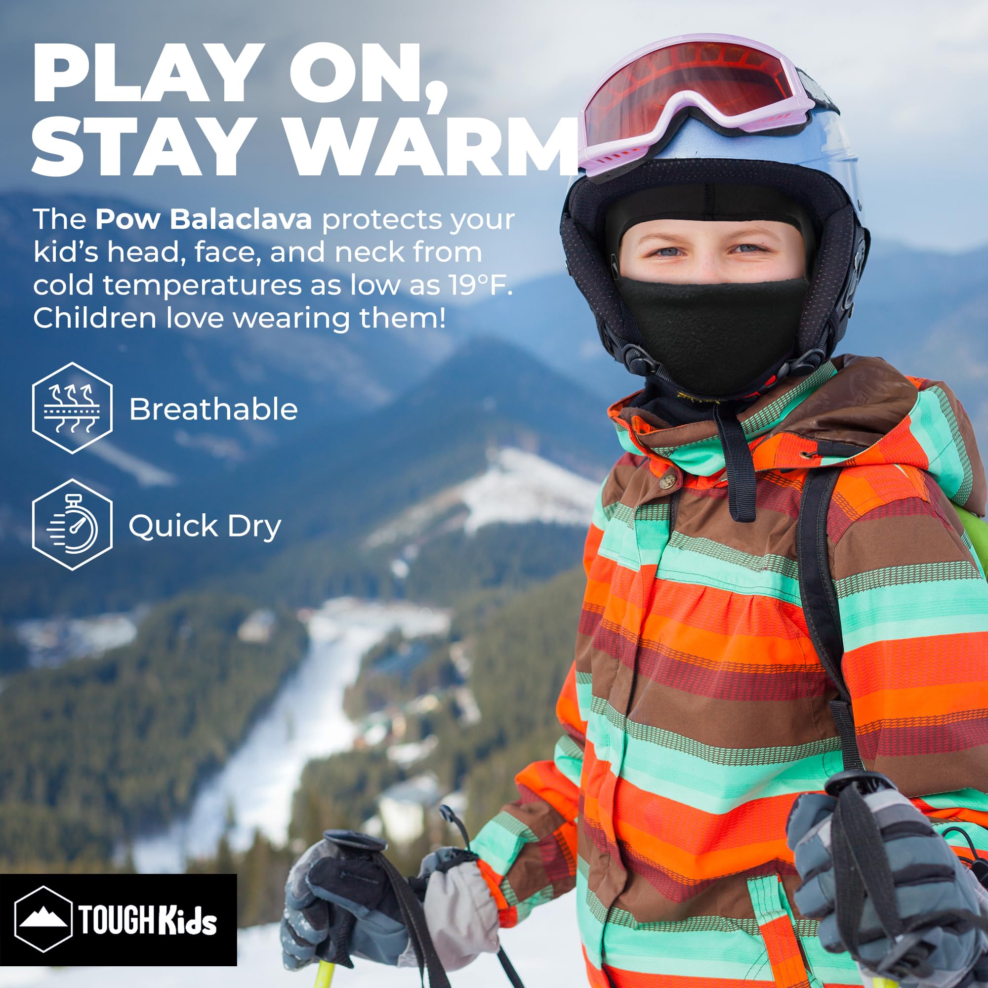 Kids Balaclava Ski Mask - Fleece Neck Warmer & Helmet Liner Hood for Toddlers - Winter Sports, Snowboarding, Skiing & Outdoor Activities