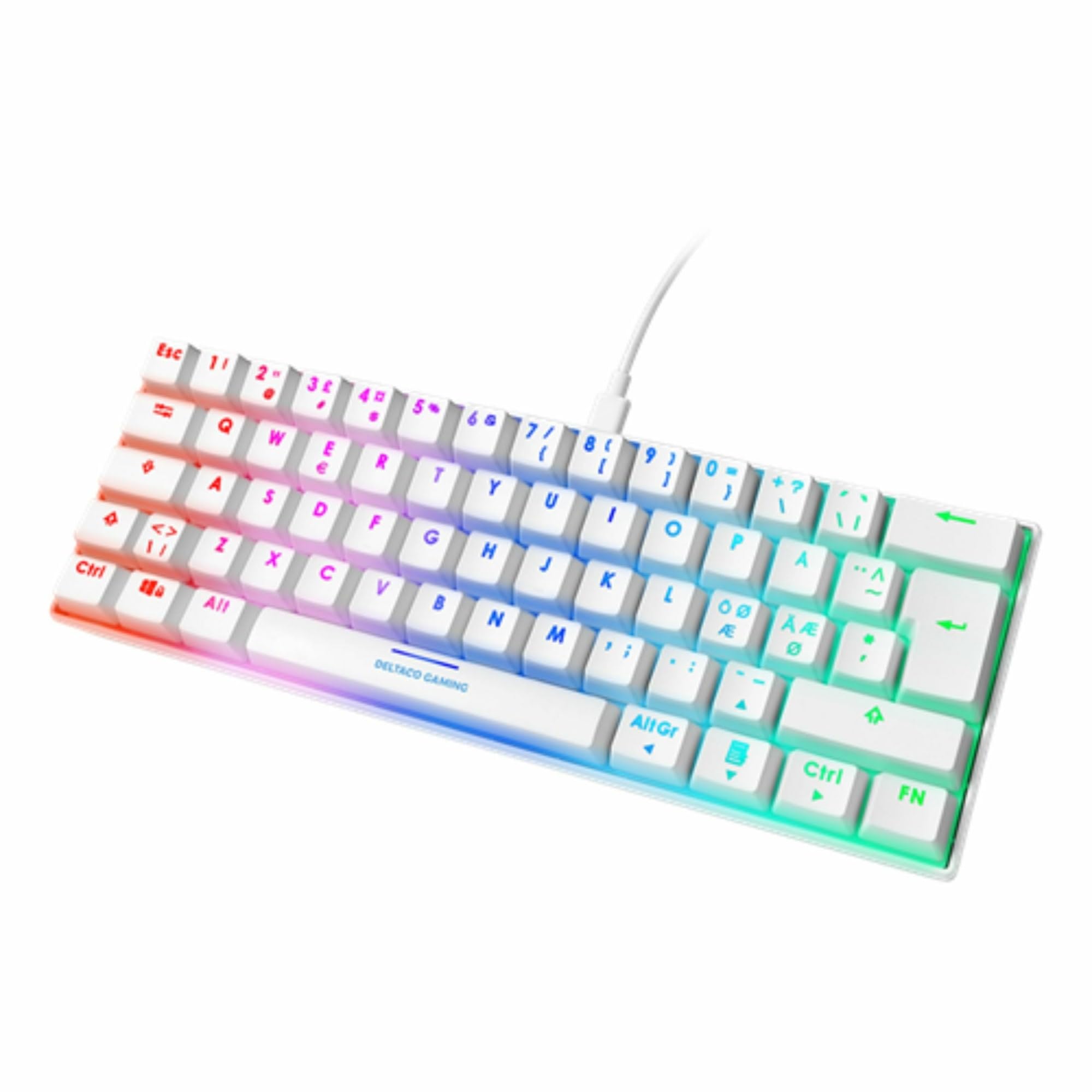 DELTACO WK85R 60% Compact Mechanical Gaming Keyboard - RGB Backlit, Content Red Switches, US Layout - Perfect for Esports, Streaming & Office Work