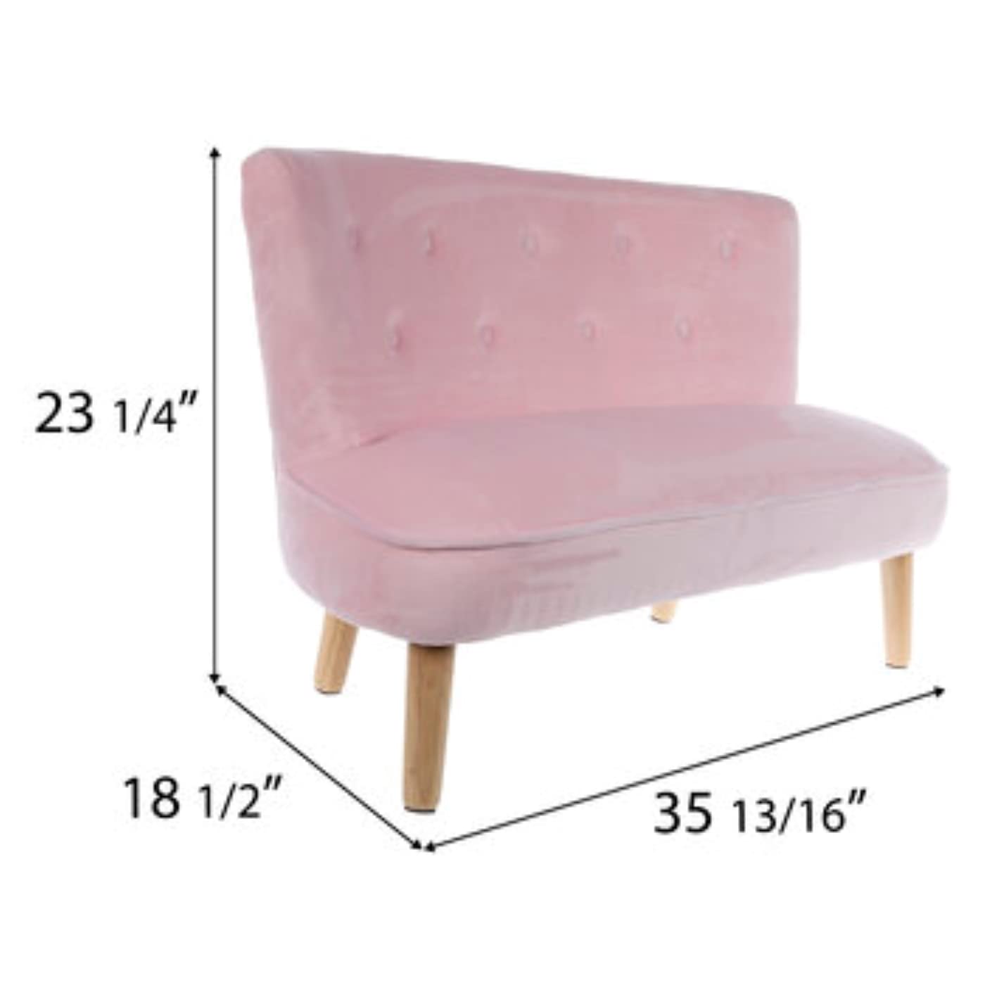 Trendy Pink Kids Sofa - Soft Padded Foam Toddler Couch with Plywood Frame & Modern Tapered Legs - Comfortable Children's Furniture for Playroom, Bedroom or Nursery Decor