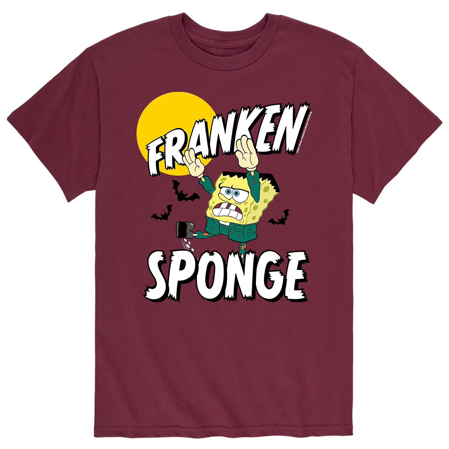Spongebob Squarepants Franken Sponge Men's Graphic T-Shirt - Funny Cartoon Short Sleeve Tee for Casual Wear, Cosplay & Gifts