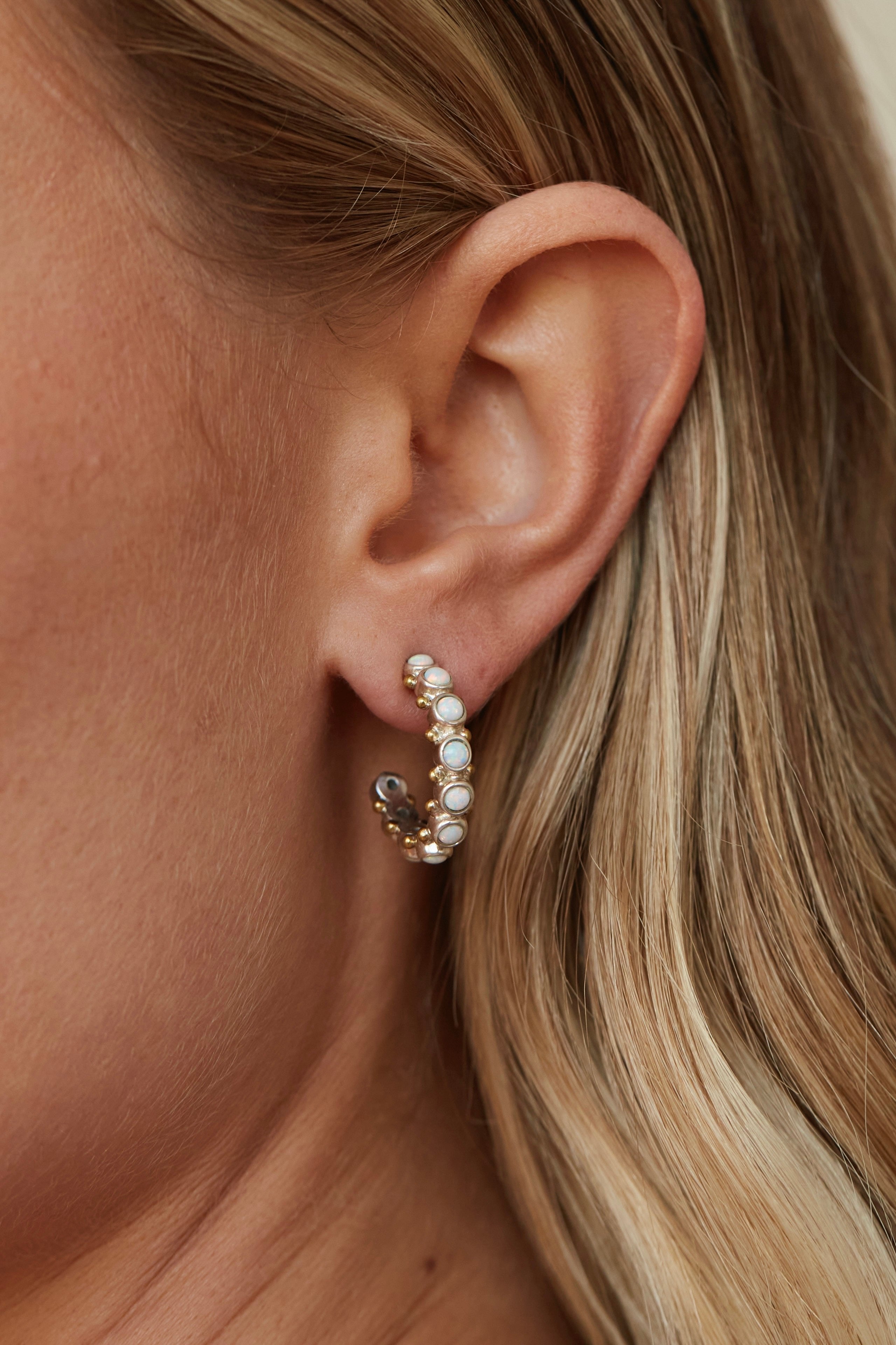 Opal Gold Hoop Earrings - 14K Gold Plated Dangle Earrings for Women | Elegant Gift for Birthday, Anniversary & Special Occasions | Perfect for Parties, Weddings & Everyday Wear