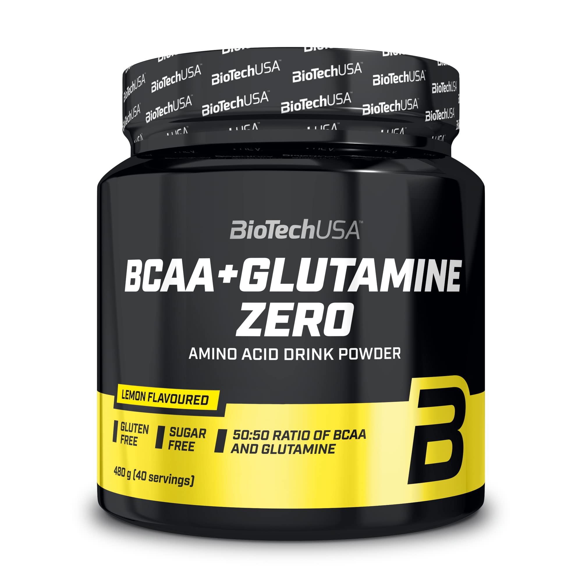 BioTechUSA BCAA + Glutamine Zero Powder - Lemon Flavor 480g for Muscle Recovery & Endurance | Pre & Post Workout Supplement for Athletes & Fitness Enthusiasts