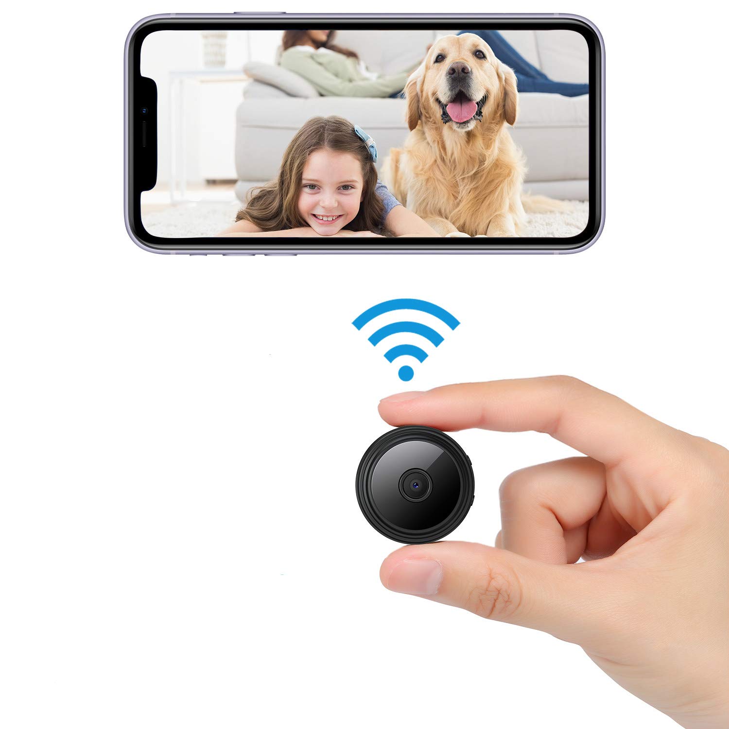 Mini Spy Camera WiFi Hidden - 1080P HD Secret Camera with Night Vision, Motion Detection & Loop Recording - Tiny Nanny Cam for Home Security, Baby Monitor, Pet Camera (Indoor/Outdoor Use)