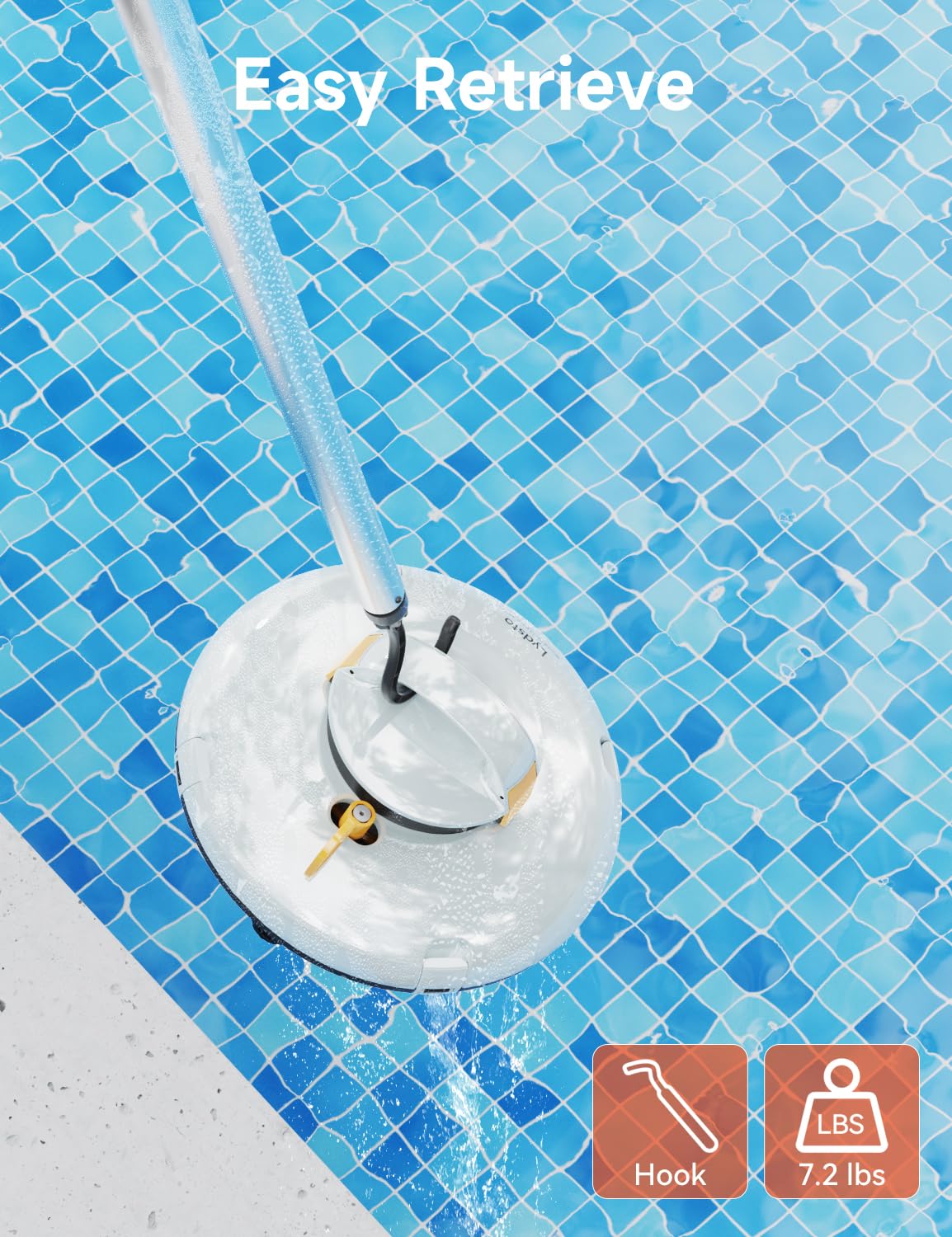 Lydsto Cordless Robotic Pool Cleaner - 120 Minute Runtime Automatic Pool Vacuum for Above Ground Pools, Dual Motor Lightweight Design, Ideal for Flat Pools Up to 1384 Sq.Ft (Yellow) | Perfect for Weekly Pool Maintenance & Seasonal Cleaning