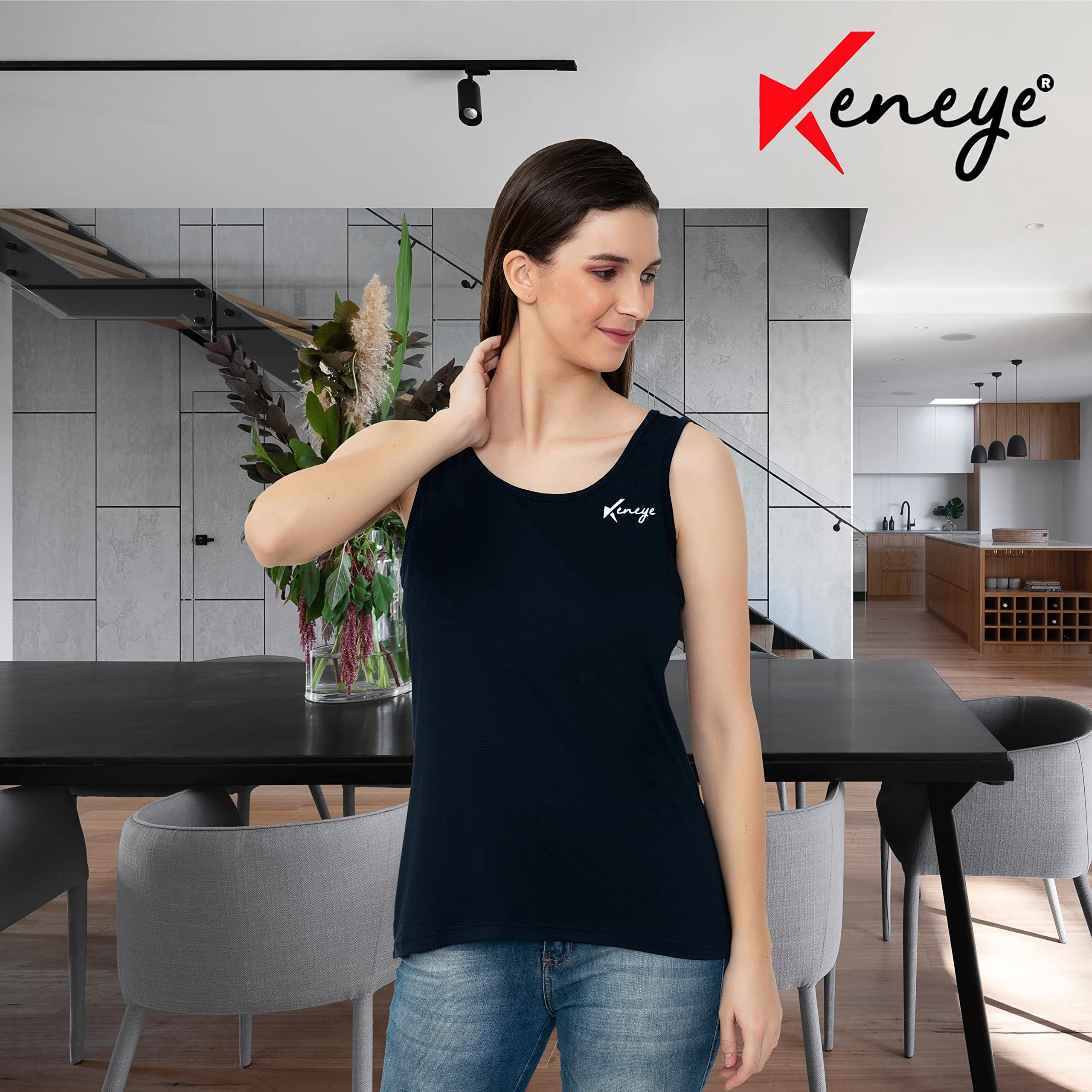 Keneye® Women's Regular Fit Sleeveless Spandex Crush Lycra Camisole - Gym Wear & Yoga Tank Top for Workout, Fitness & Daily Comfort
