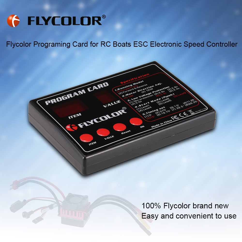 Flycolor Programming Card for RC Boats ESC - Electronic Speed Controller Programmer - Compatible with RC Cars, Drones & Watercraft - Easy Setup for Hobbyists & DIY Enthusiasts