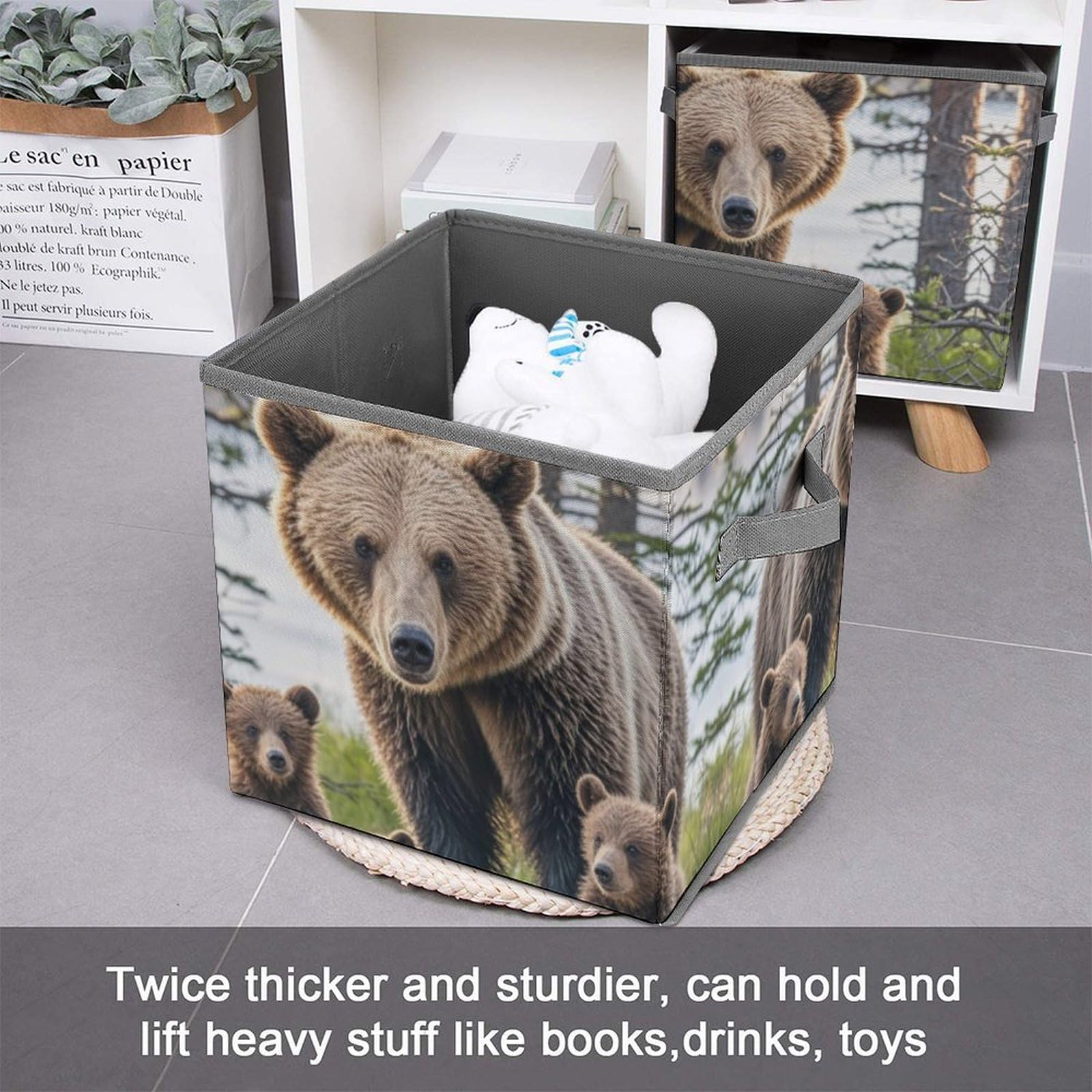 Mother Bear and Her Cubs Collapsible Storage Bin - 10.6