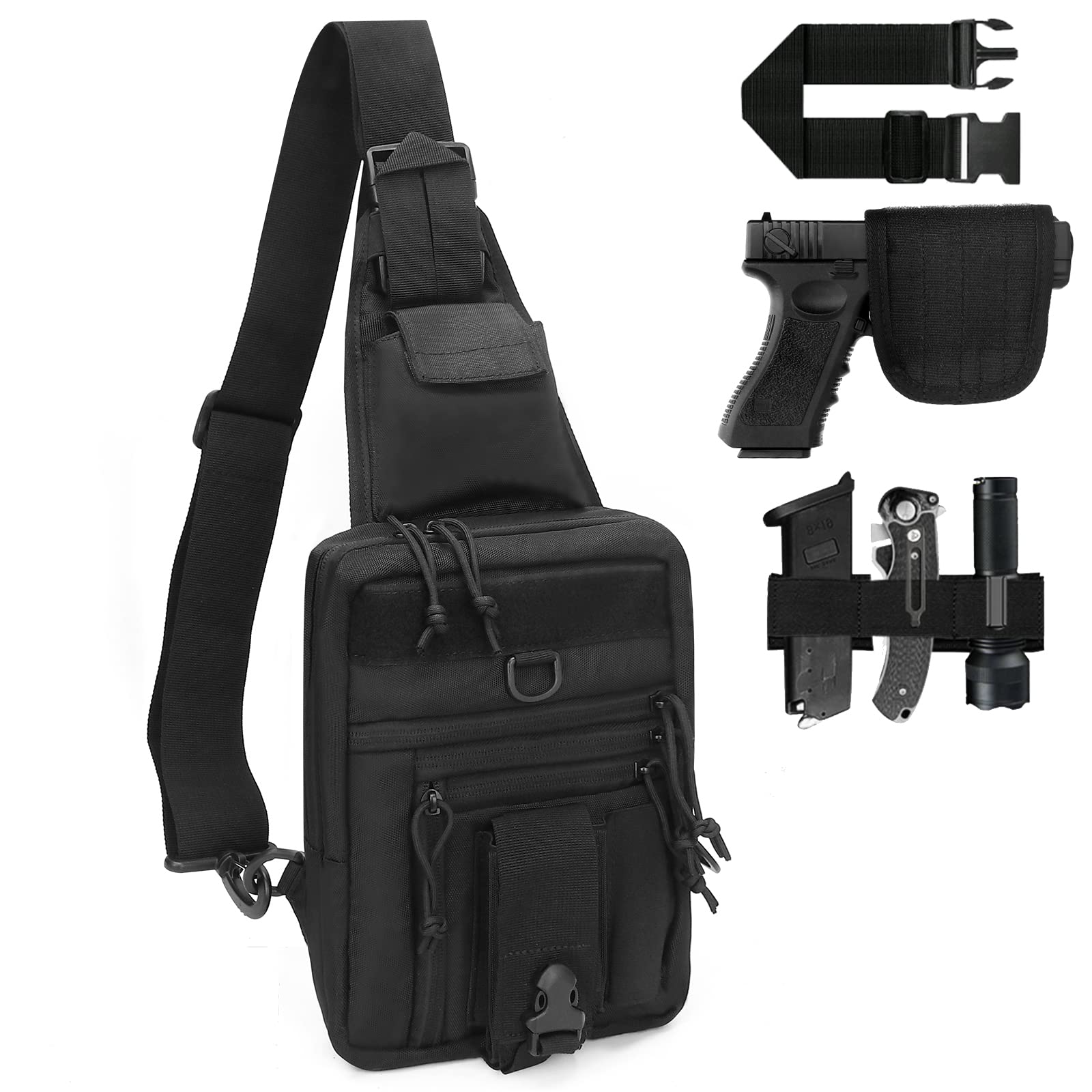 Tactical Chest Sling Bag for Pistol - Concealed Carry Crossbody Holster Shoulder Pack | Perfect for Outdoor Shooting, Hunting, Hiking & Range Training
