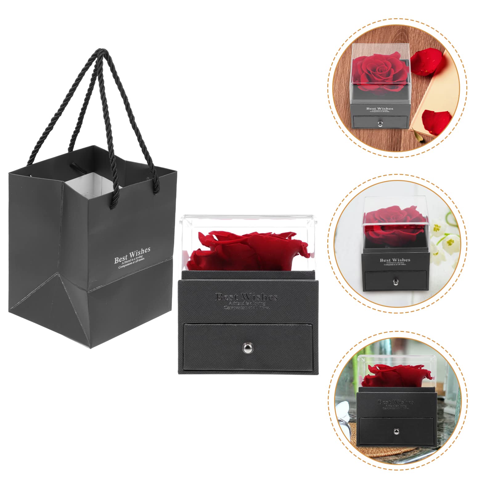 Premium Glass Jewelry Box with Preserved Real Rose - Elegant Gift for Women, Mom, Wife, Girlfriend | Perfect for Mother's Day, Valentine's Day, Anniversary, Christmas & Birthday | Jewelry Storage & Romantic Home Decor