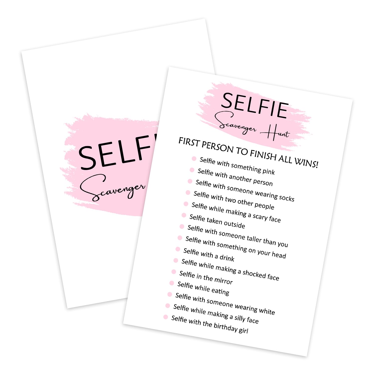 Selfie Scavenger Hunt Game Cards - Set of 20 Fun Birthday Party Activities for Girls, Kids Party Favors & Decorations - Perfect for Birthday Celebrations, Sleepovers & Family Game Nights