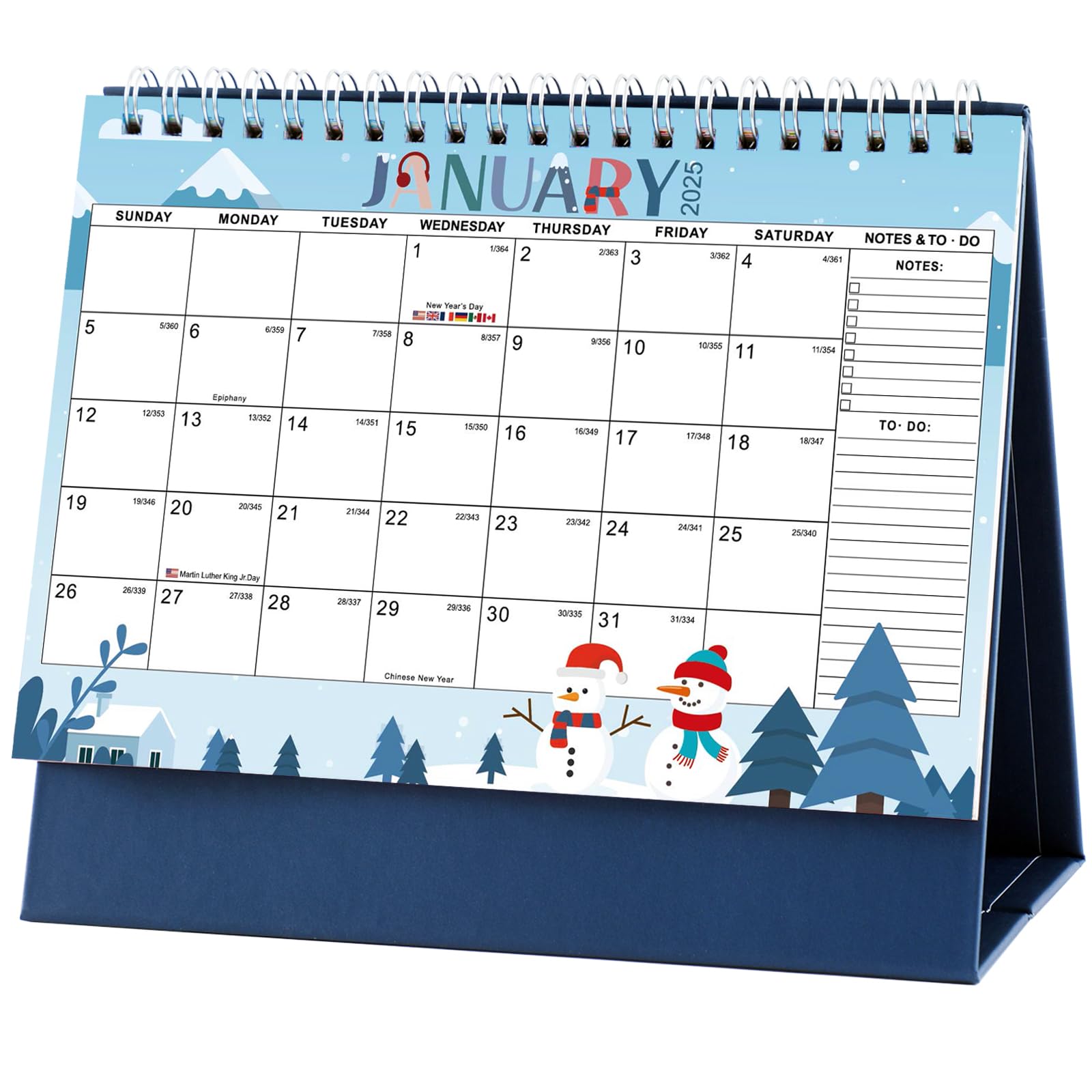 2025 Small Desk Calendar - Monthly Theme Design from Now to December 2025 | Standing Flip Desktop Calendar for Home, Office & School (Blue) | Perfect for Planning, Scheduling & Organization