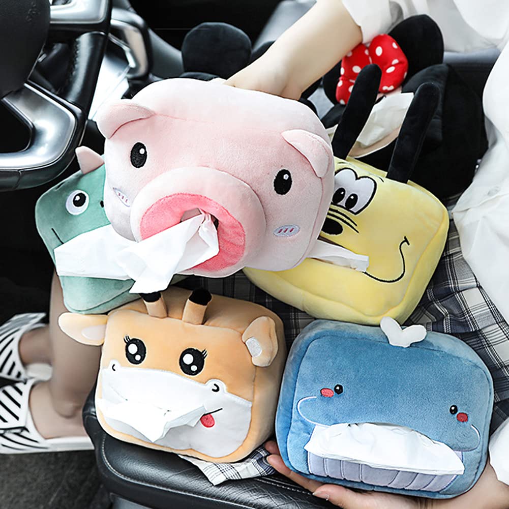Funny Cartoon Tissue Box Cover - Pig, Whale & Deer Shaped Toilet Paper Dispenser Organizer for Car, Bathroom, Bedroom | Cute Napkin Tray & Paper Towel Holder for Vanity Countertops & Dressers