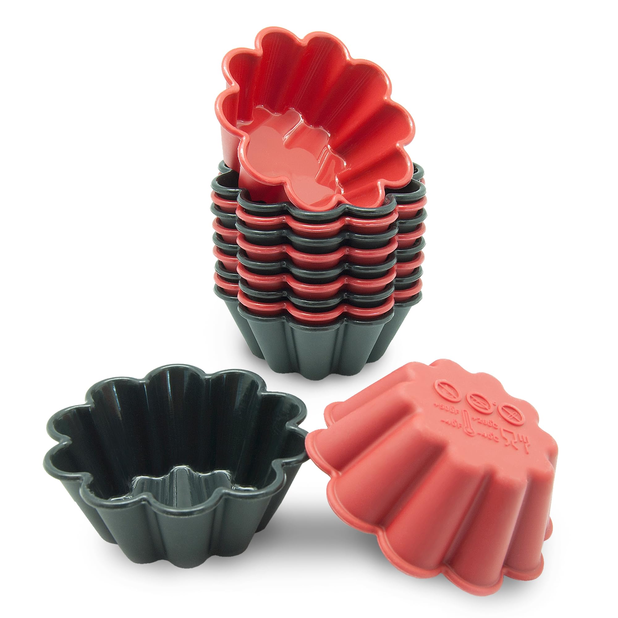 Freshware 12-Pack Silicone Cupcake Liners - 3 Inch Reusable Non-Stick Muffin Baking Cups for Baking, Party, Halloween & Christmas - Perfect for Cupcakes, Muffins & Flower-Shaped Desserts