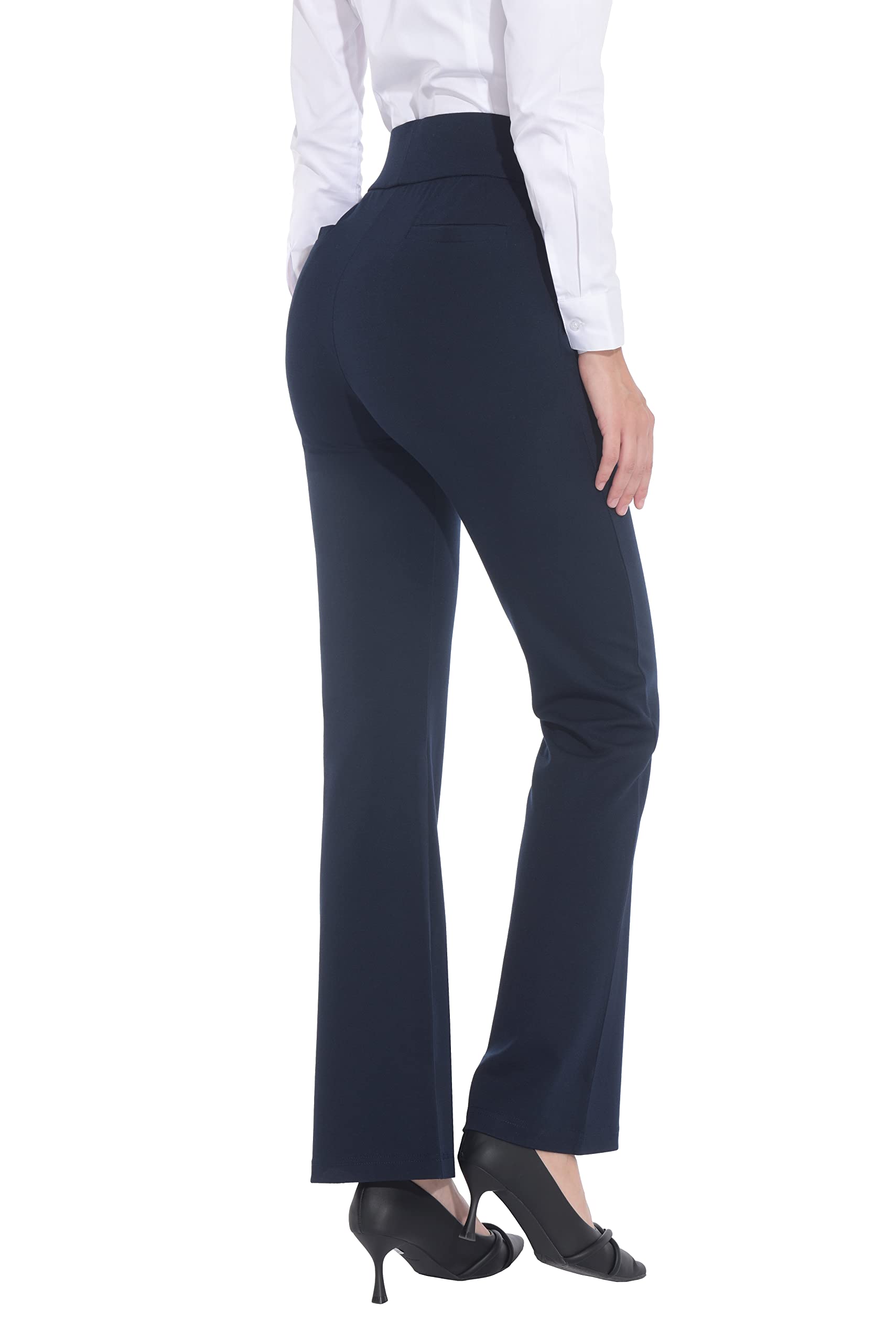 ZTN Women's High Waist Pull-On Dress Pants - Tummy Control Work Pants for Business Casual | Stretch Comfort & 4 Pockets | Perfect for Office, Travel & Professional Meetings