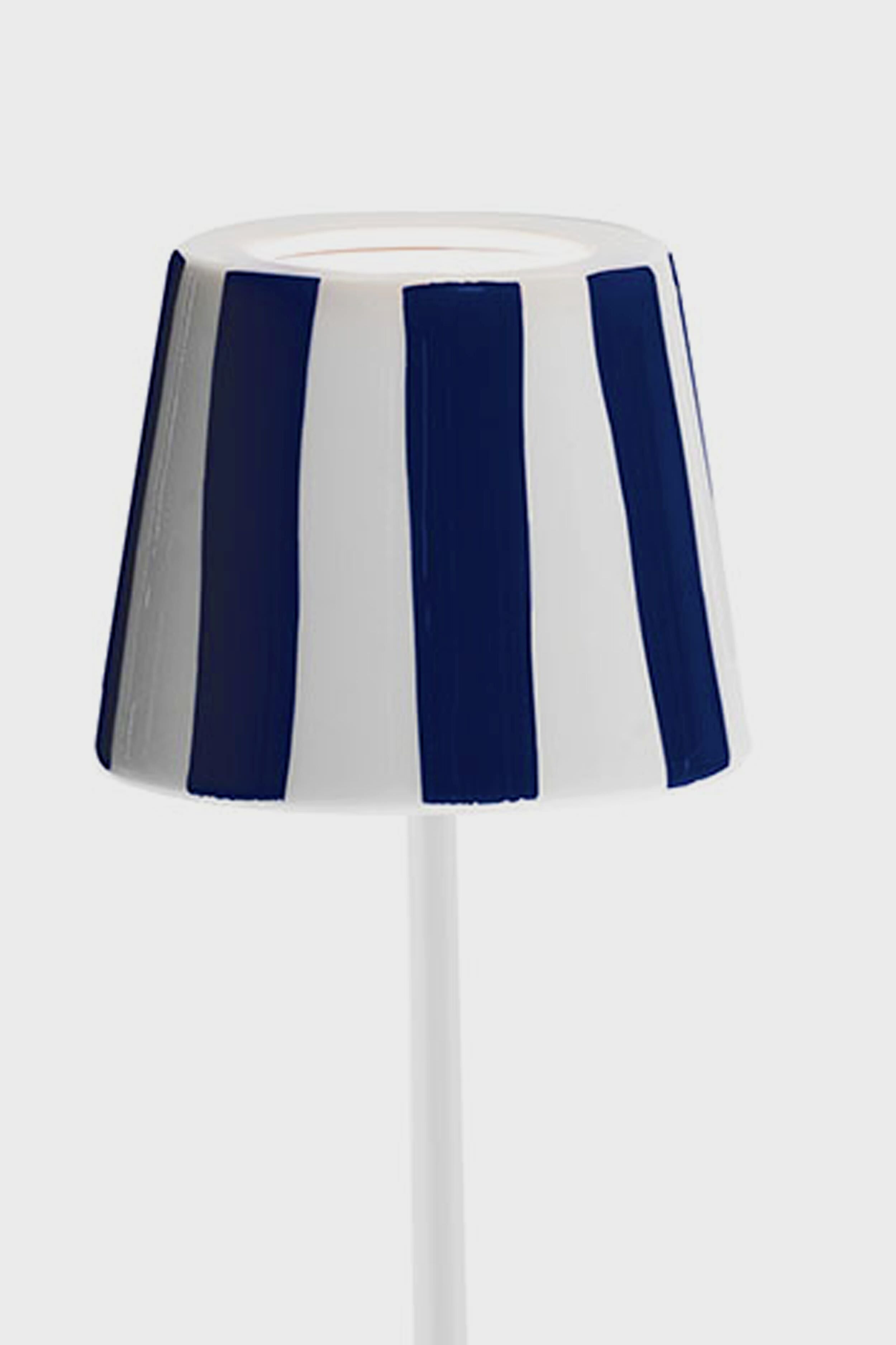 Blue Stripe Poldina Pro Lido Shade - Portable LED Table Lamp with USB Charging for Outdoor, Camping, and Home Decor