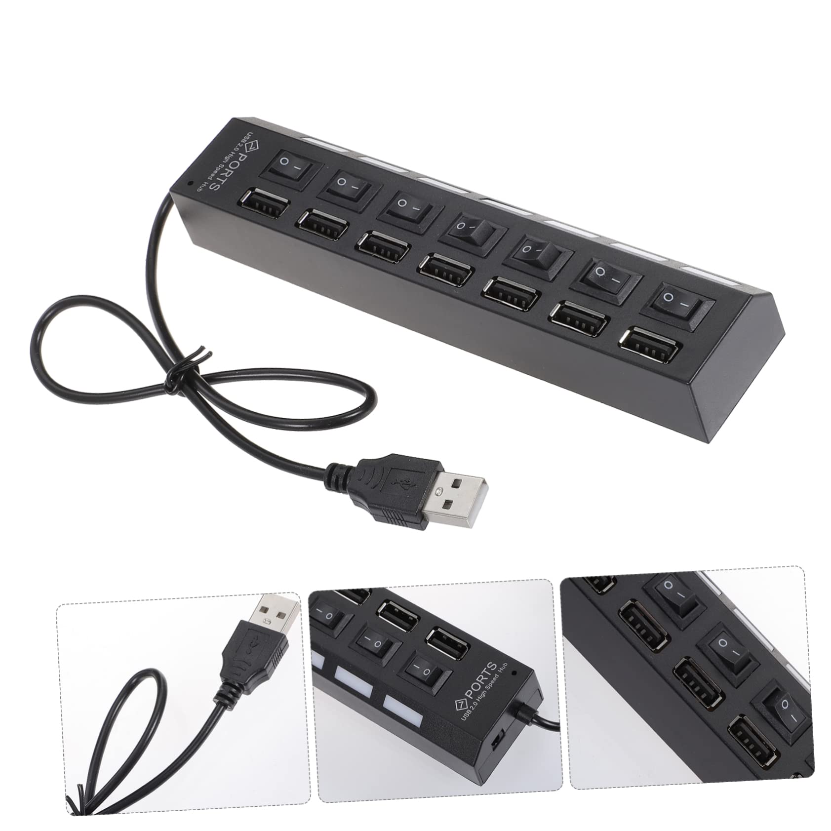 HOMSFOU 2-Port USB Hub Splitter - 7-in-1 USB Expansion Adapter for Laptop, PC, MacBook - Extra USB Ports for Charging, Data Transfer, Keyboard, Mouse, Flash Drives - Perfect for Home Office & Travel Use