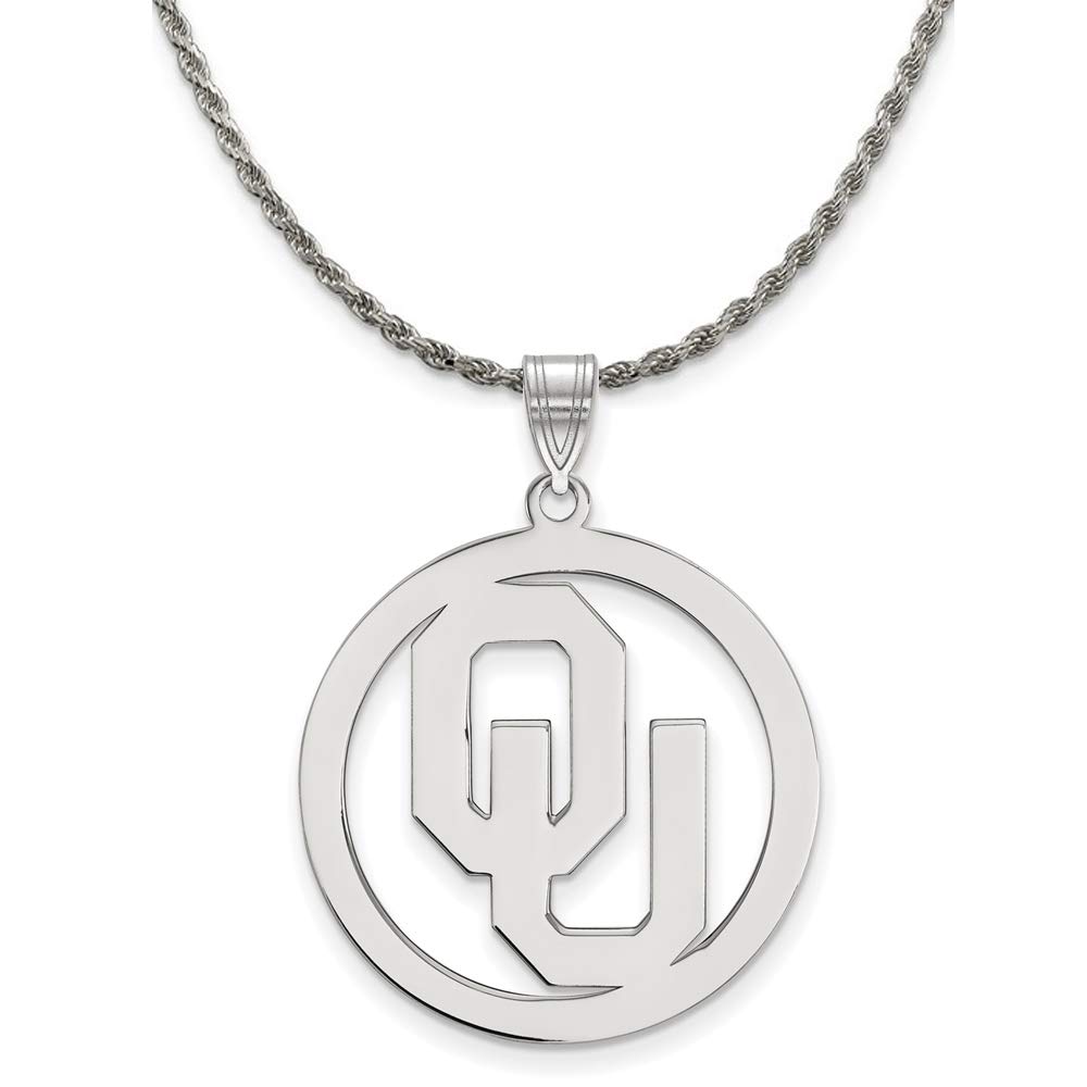 Oklahoma Pendant Necklace - Sterling Silver Circle Charm for Gifts & School Pride