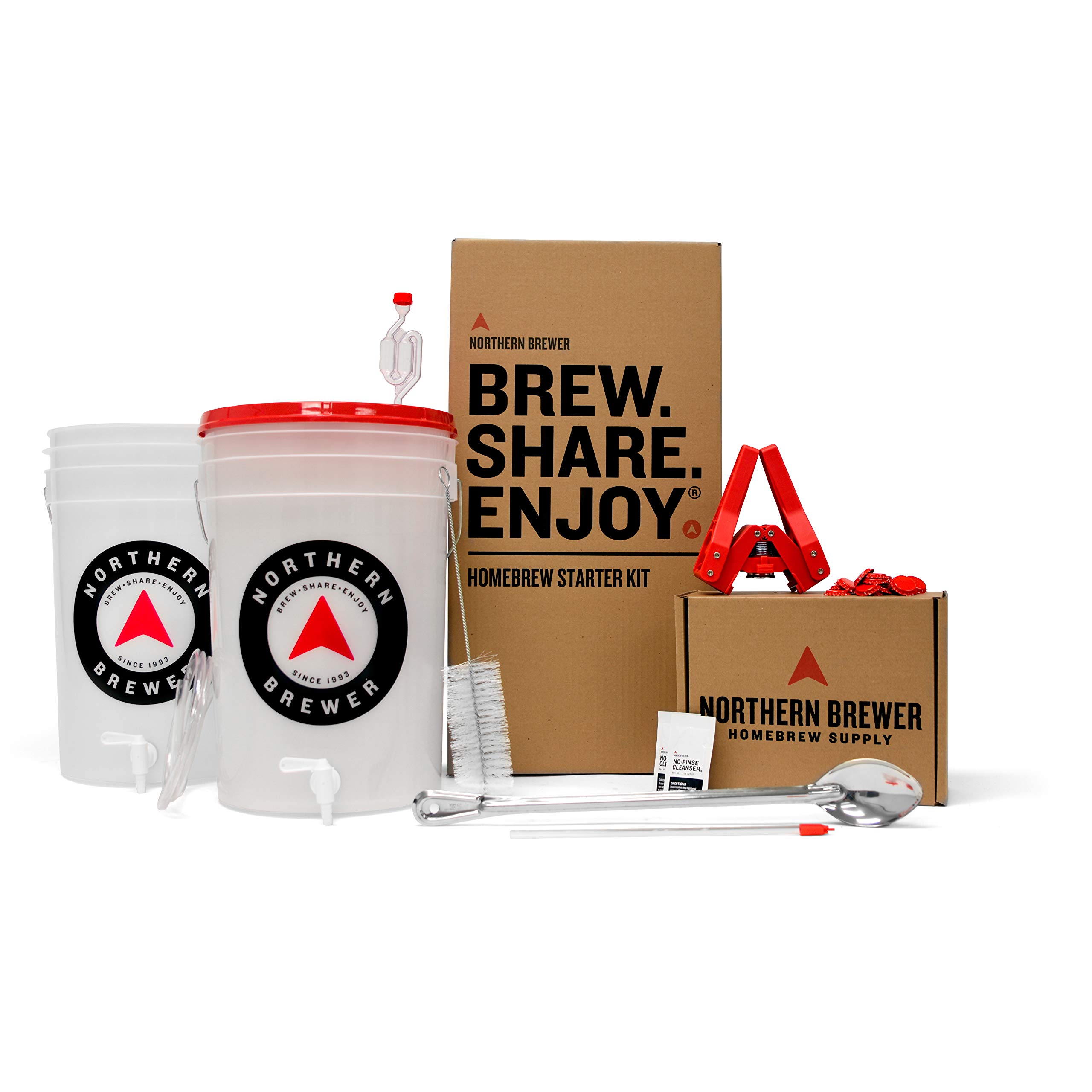 Northern Brewer Homebrewing Starter Kit - Complete 5 Gallon Brewing Equipment Set with Block Party Amber Recipe | Perfect for Beginners, Home Beer Making & Backyard Brewing Parties