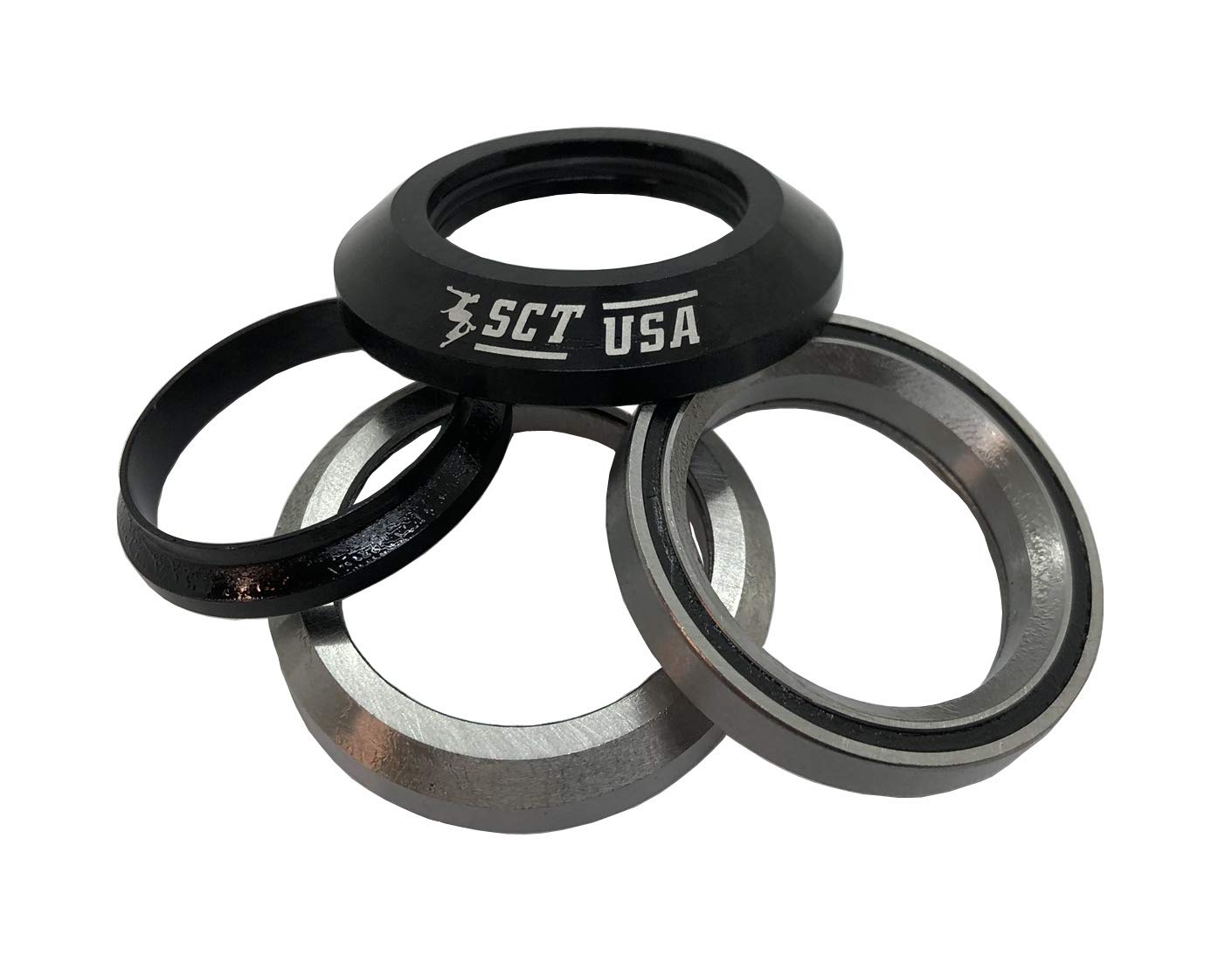 SCT USA Threadless Integrated Headset - Lightweight Bicycle & Scooter Headset Bearings for Smooth Steering - Perfect for BMX, Mountain Bikes, and Electric Scooters