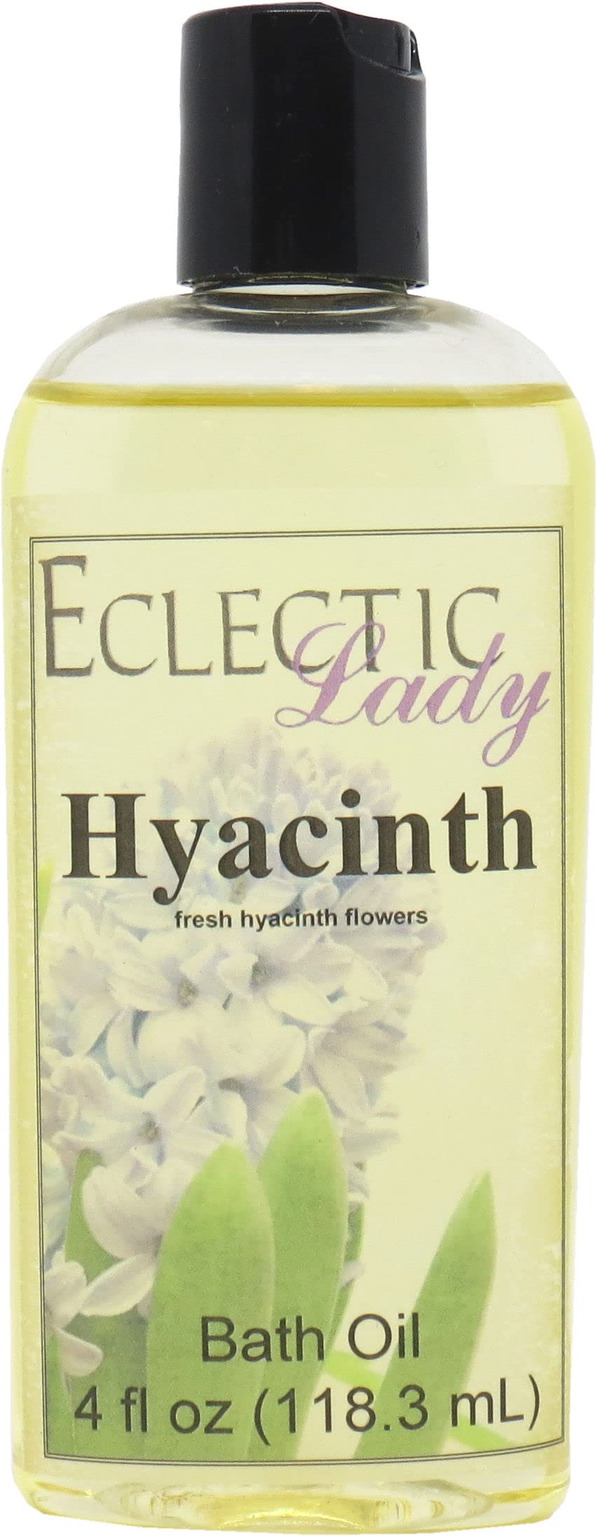 Hyacinth Scented Bath Oil by Eclectic Lady - Relaxing & Moisturizing Body Oil for Dry, Rough & Sensitive Skin - Daily Nourishing Shower Oil (4 oz) - Perfect for Spa Nights, Self-Care Routines & Stress Relief