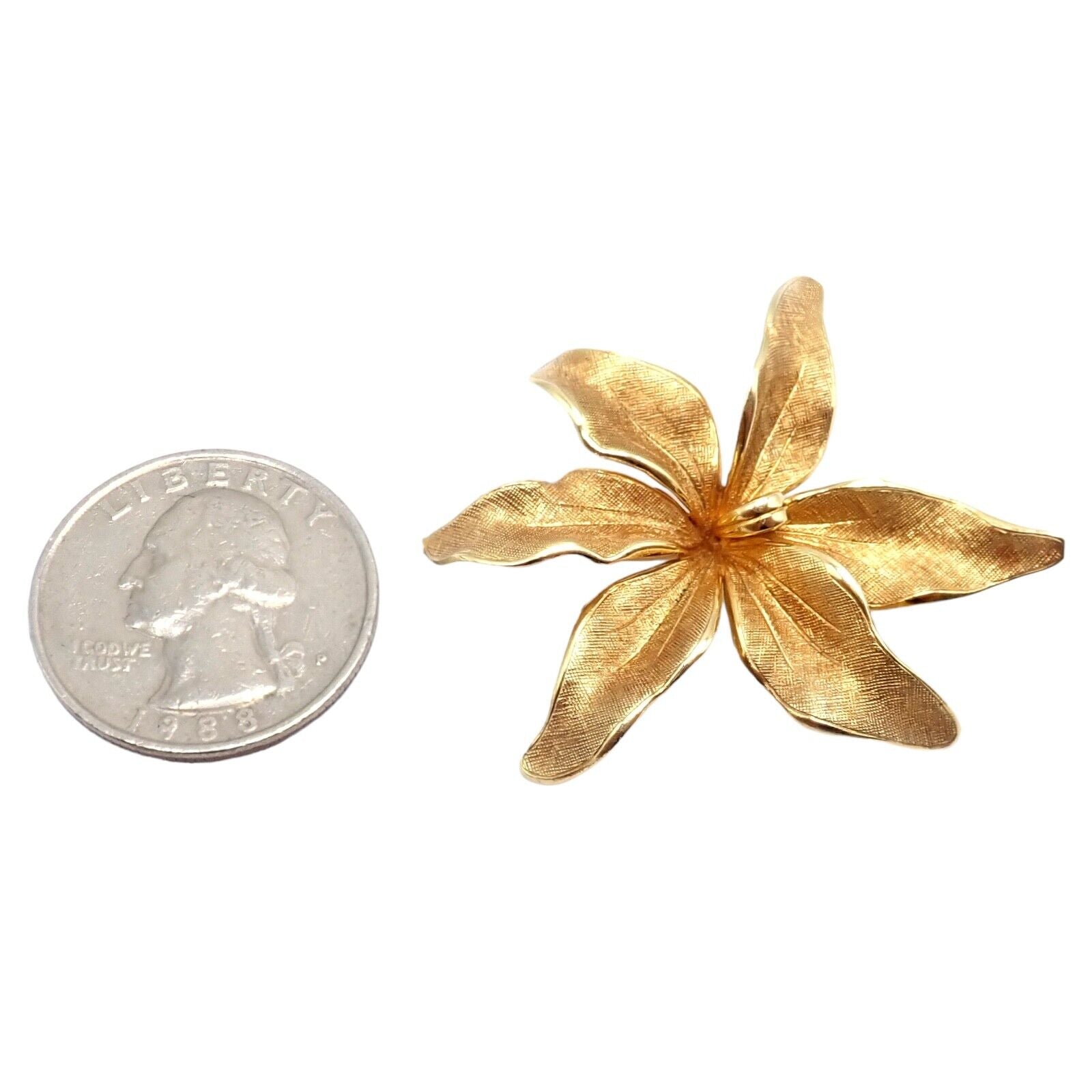 Authentic Vintage Tiffany & Co 14k Yellow Gold Germany Large Flower Pin Brooch - Elegant Jewelry for Women, Perfect for Weddings, Parties & Special Occasions