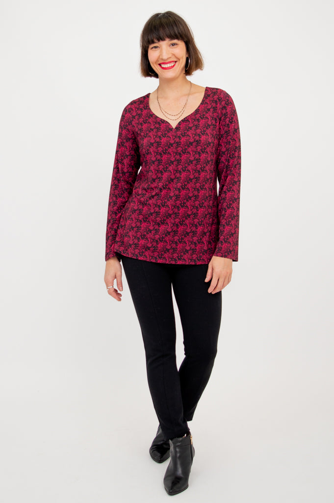 Annette Long Sleeve Top - Soft Bamboo Fabric, Elegant Bazar Style for Women - Perfect for Casual Wear, Office Outfits & Layering