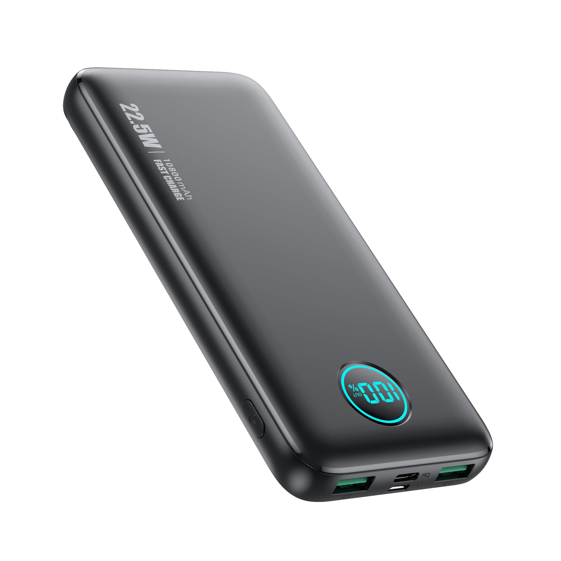 10800mAh Slim Portable Charger with LCD Display - 22.5W Fast Charging Power Bank, QC 4.0 & PD Compatible for iPhone 15 Series/Samsung Galaxy/Android Phones - Perfect for Travel, Camping & Emergency Power Backup