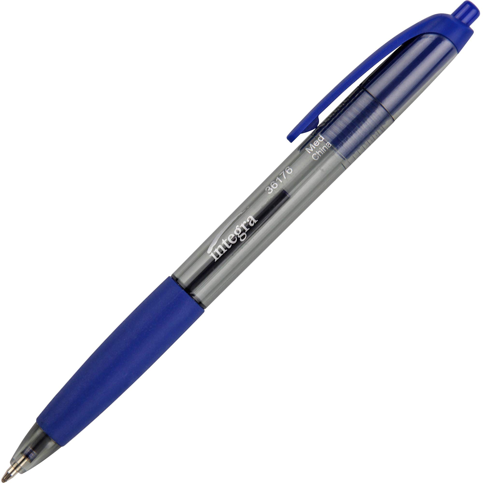 Integra Rubber Grip Retractable Pens - Smooth Writing Office & School Supplies for Note Taking, Signing Documents & Everyday Use