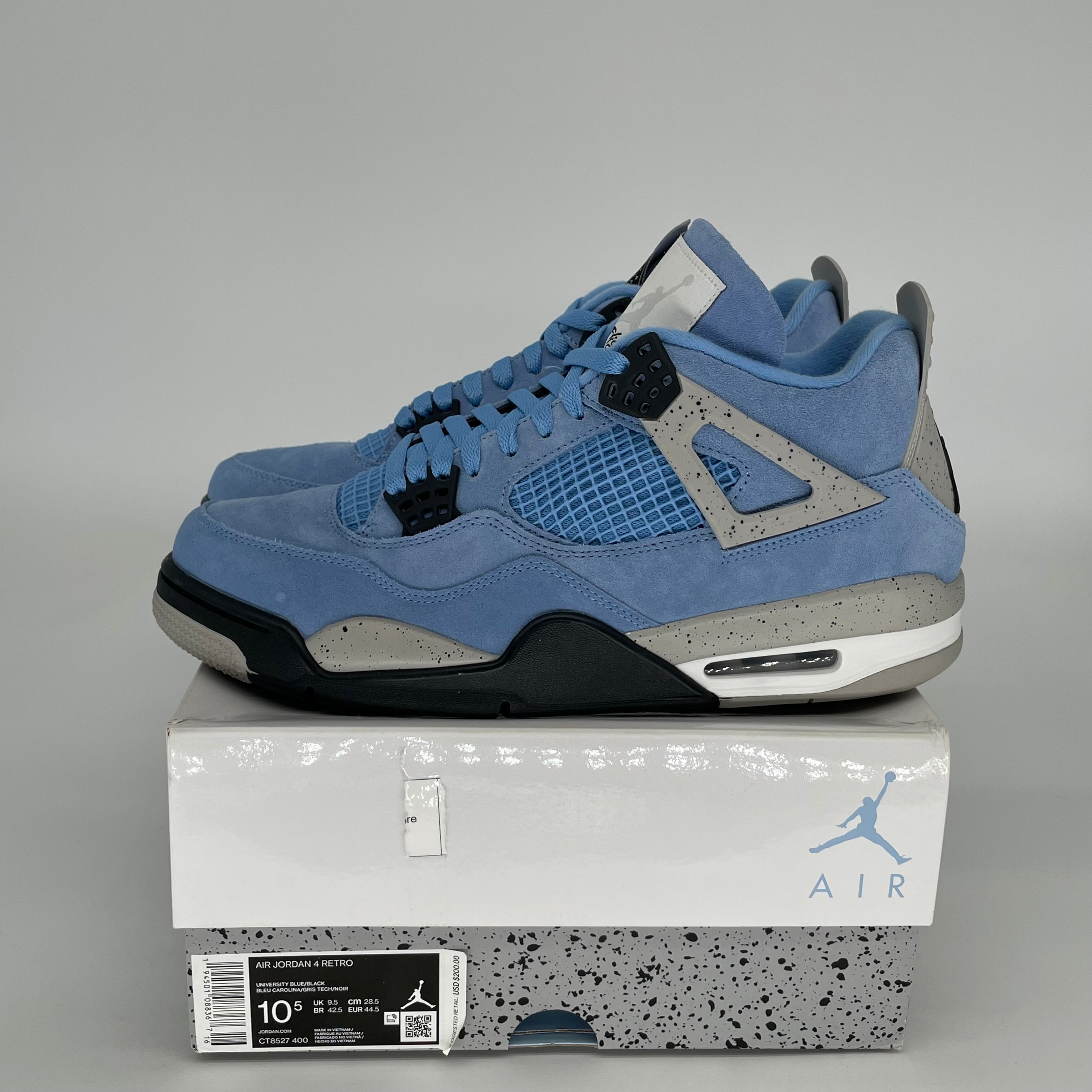AIR JORDAN 4 UNIVERSITY BLUE MEN'S BASKETBALL SHOES SIZE 10.5 (CT8527-400) - Perfect for Streetwear, Sneaker Collection & Basketball Games