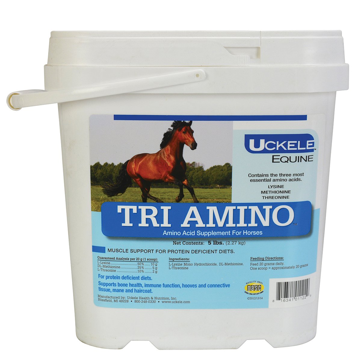 Uckele Tri Amino Horse Supplement - Premium Equine Vitamin & Mineral Powder for Muscle Recovery & Performance - 5lb (5 Pound) - Ideal for Racehorses, Show Jumpers & Training Horses