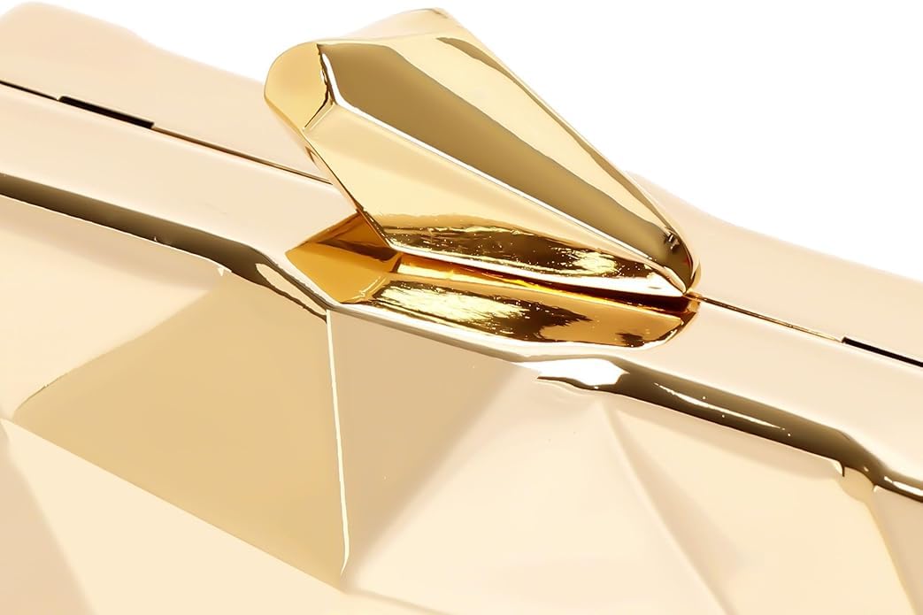 Elegant Gold Geometric Evening Clutch Bag - Metallic Wedding Party Purse for Women | Perfect for Formal Events, Prom, Gala & Special Occasions
