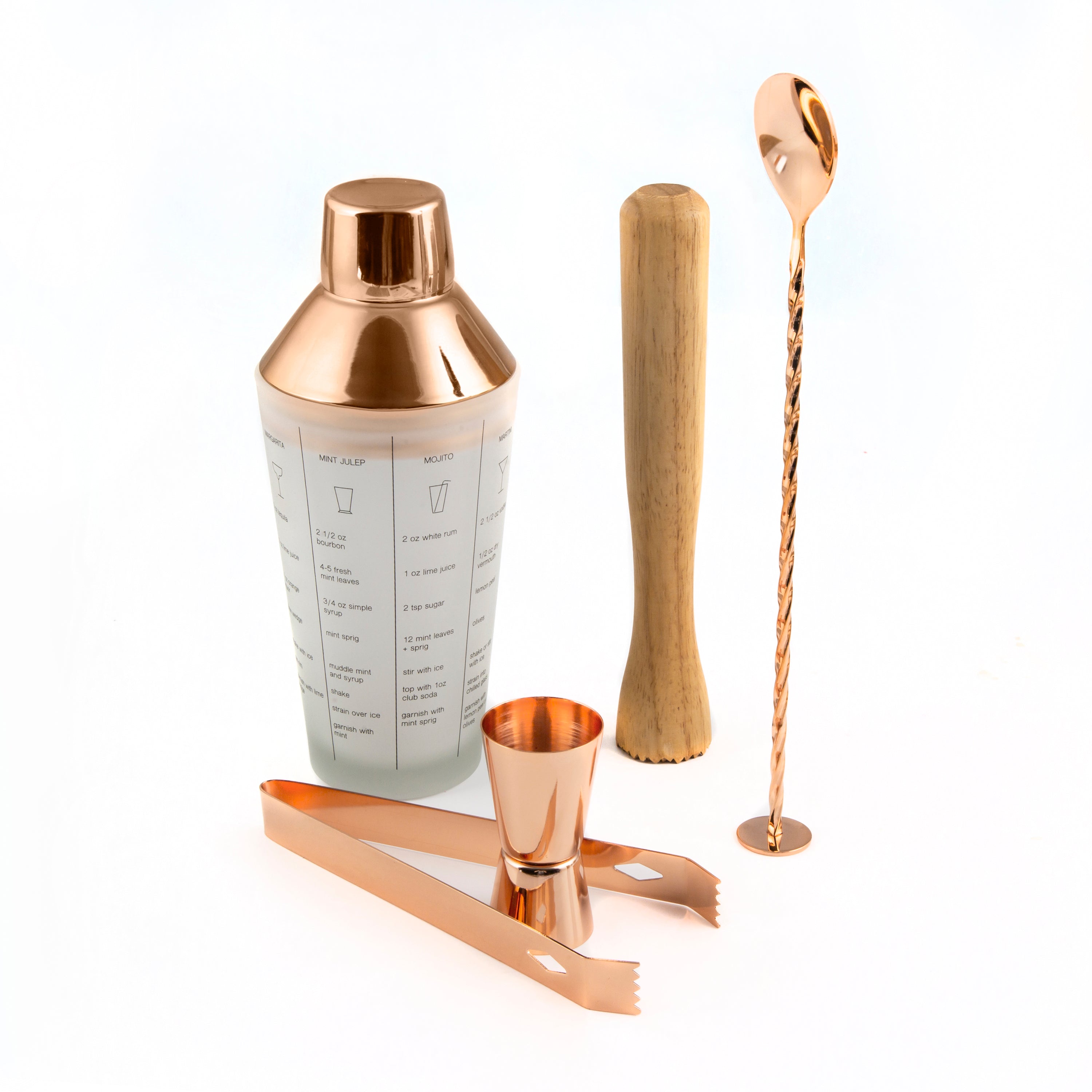 Premium 5-Piece Copper Cocktail Mixing Set - Bar Tools for Home Bartenders & Professional Mixologists - Perfect for Cocktail Parties, Home Bars & Gifts