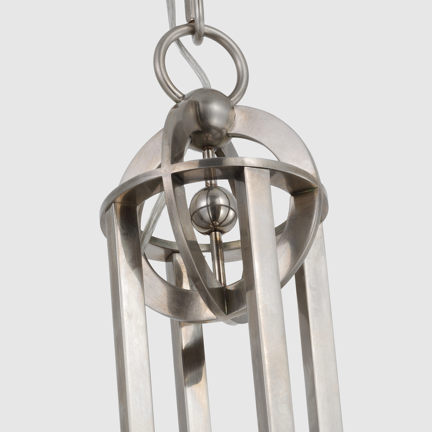 Archer Large Captured Globe Pendant Light Fixture in Antique Nickel Finish - Perfect for Dining Room, Foyer, and Entryway Lighting