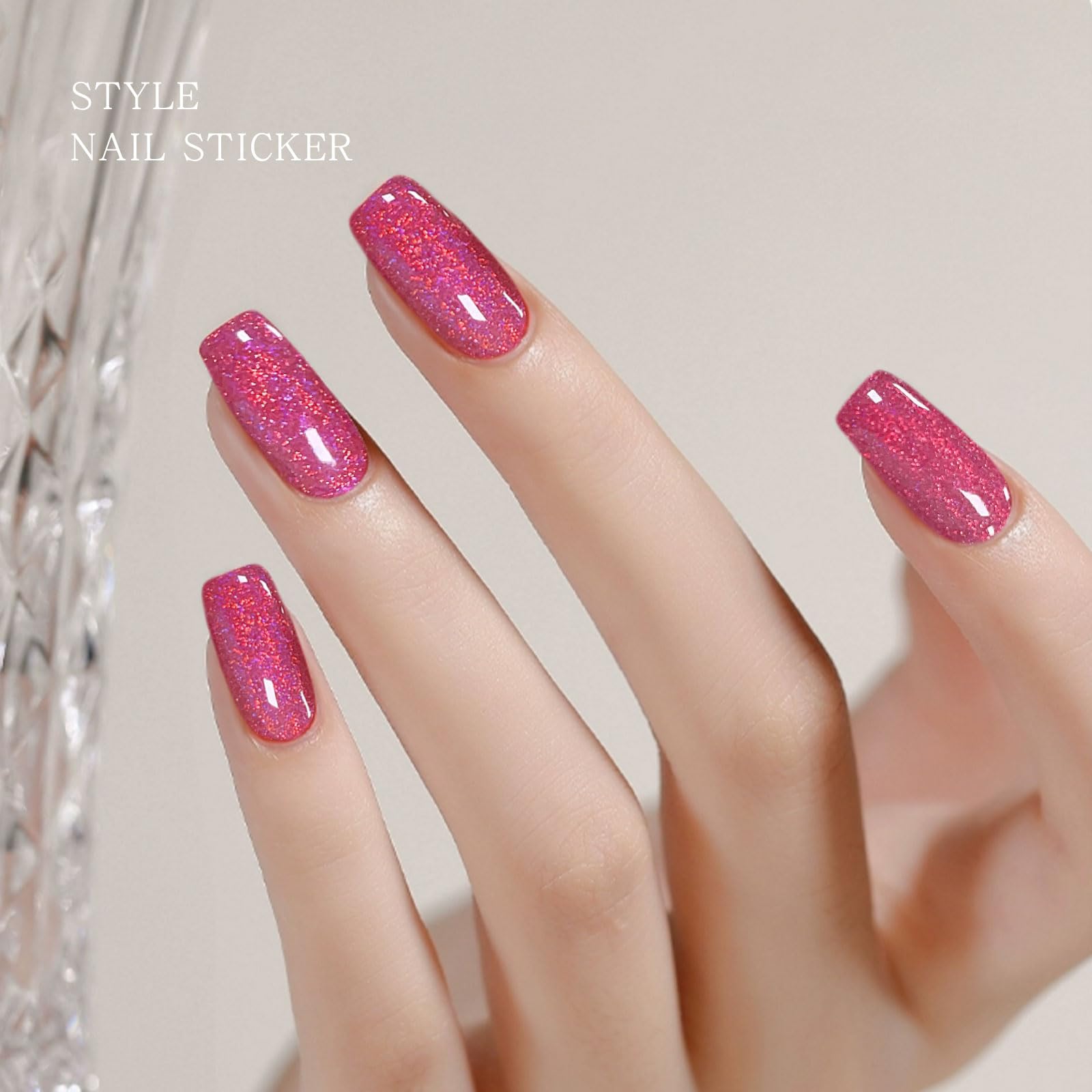 JMEOWIO Red Glitter Semi-Cured Gel Nail Strips - DIY UV/LED Gel Nail Stickers for Salon-Quality Manicures at Home | Perfect for Parties, Weddings & Special Occasions
