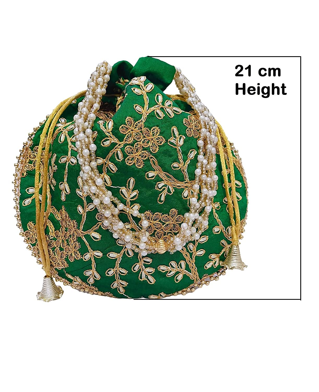 Matka Designer Potli Bags for Women - Pack of 2 (Pink & Green) - Elegant Wedding Clutch & Party Purse for Bridal, Festive Occasions and Special Events