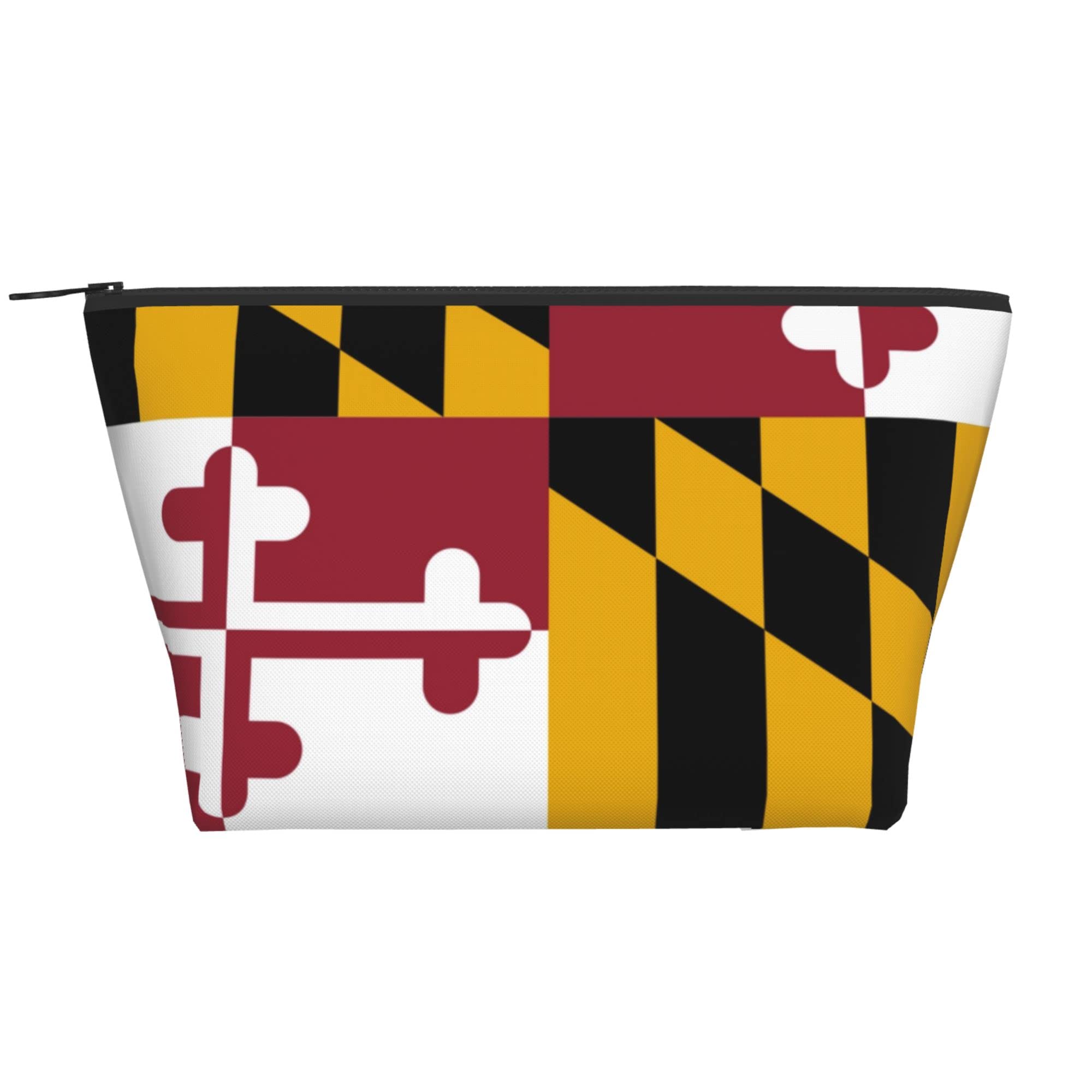 Waterproof Cute Zipper Cosmetic Pouch Bag for Women & Girls - Durable Travel Makeup Coin Case with Maryland Flag Design - Perfect for Office, School & Travel Storage | Portable Organizer for Cosmetics, Jewelry & Small Essentials