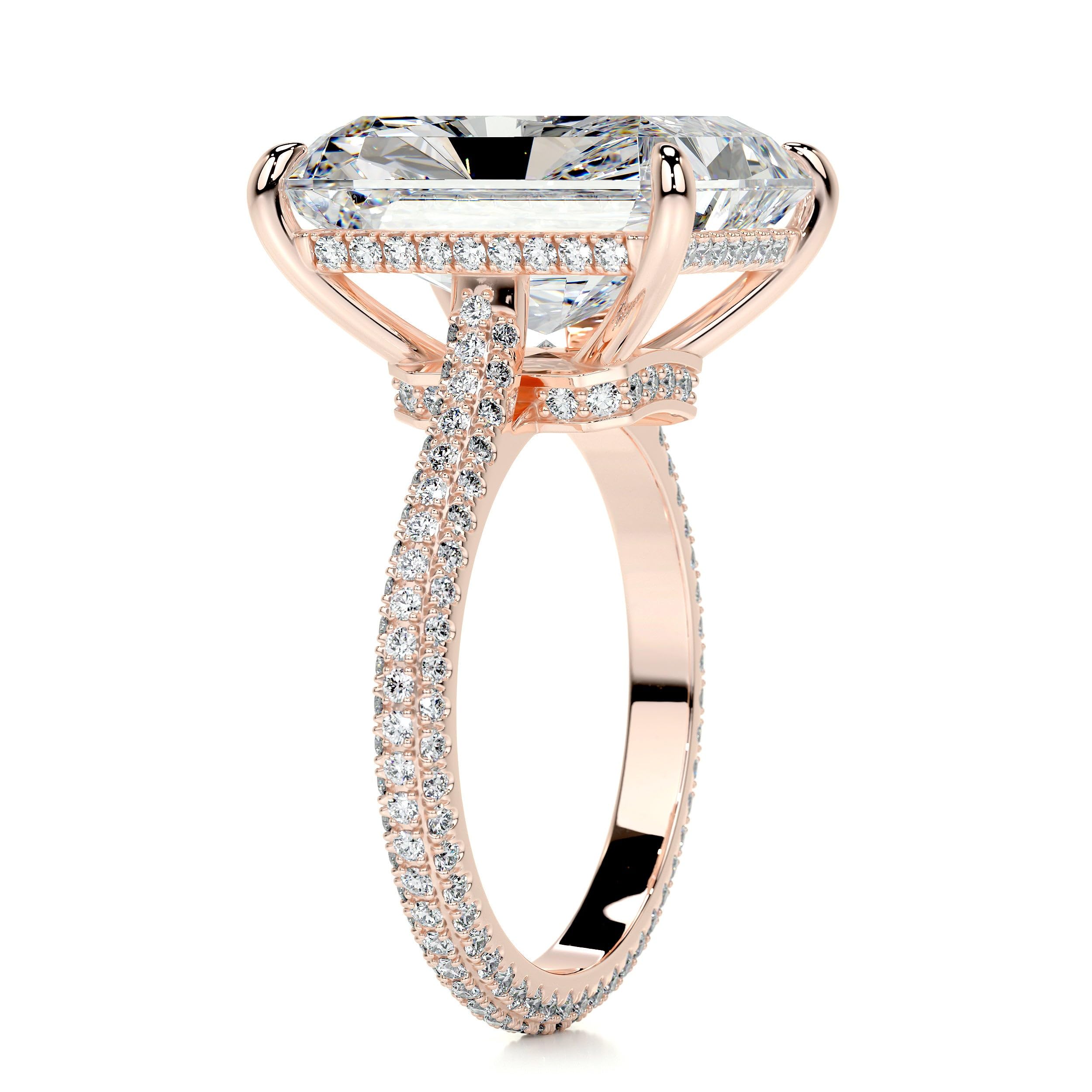 8-11 Ct Radiant Cut Moissanite Engagement Ring in 10k/14k/18k Gold & 925 Sterling Silver - Vintage Style Wedding Ring for Women (7ct Center Stone + 1ct Side Stones, Rose Gold) | Perfect for Proposals, Anniversaries & Christmas Gifts