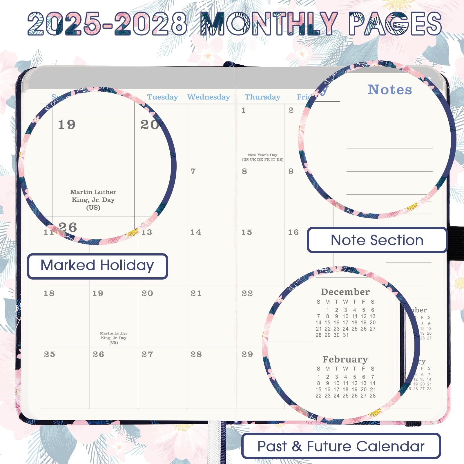2025-2028 Monthly Pocket Planner Calendar - 3 Year Planner from July 2025 to June 2028 | 6.3