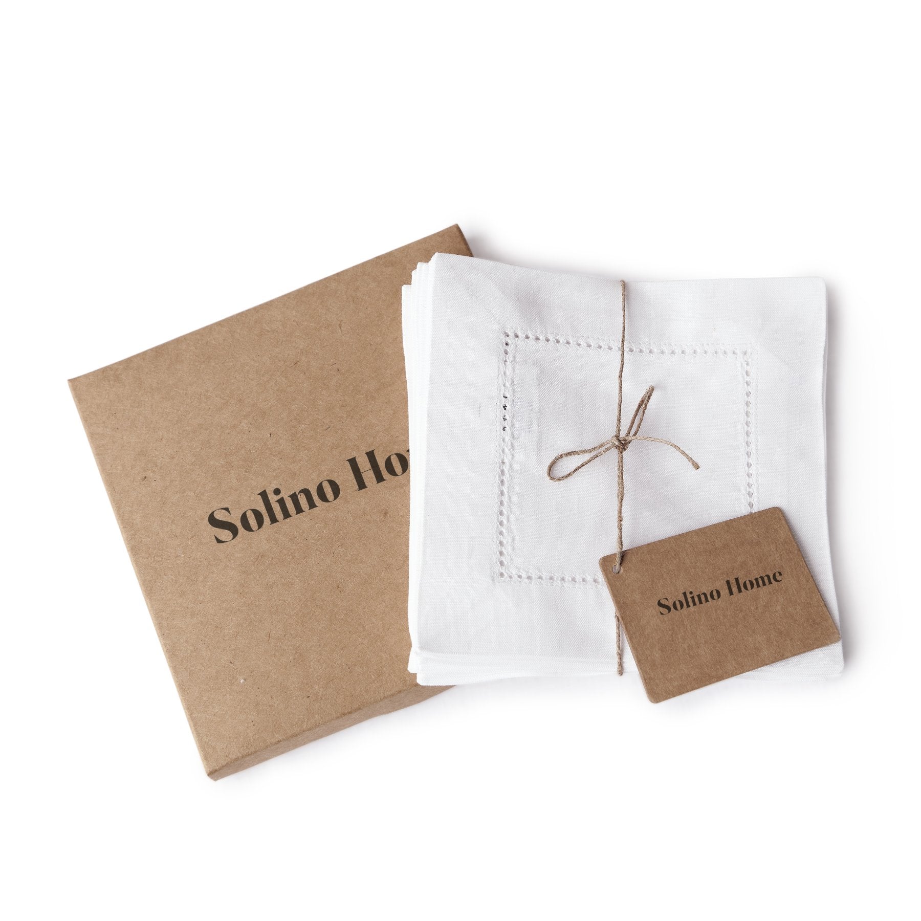 Premium Cotton Linen Hemstitch Cocktail Napkins - 12 Pack Elegant Dinner Napkins for Parties, Weddings & Home Decor - Absorbent & Reusable Beverage Napkins for Drinks & Appetizers