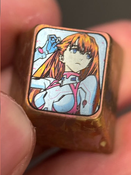 Custom EVA Asuka Titanium Alloy Keycaps for Mechanical Keyboards - Anime & Gaming Themed 1U Secondary Creation Keycaps - Perfect for Cosplay, Collectors, and PC Gaming Enthusiasts
