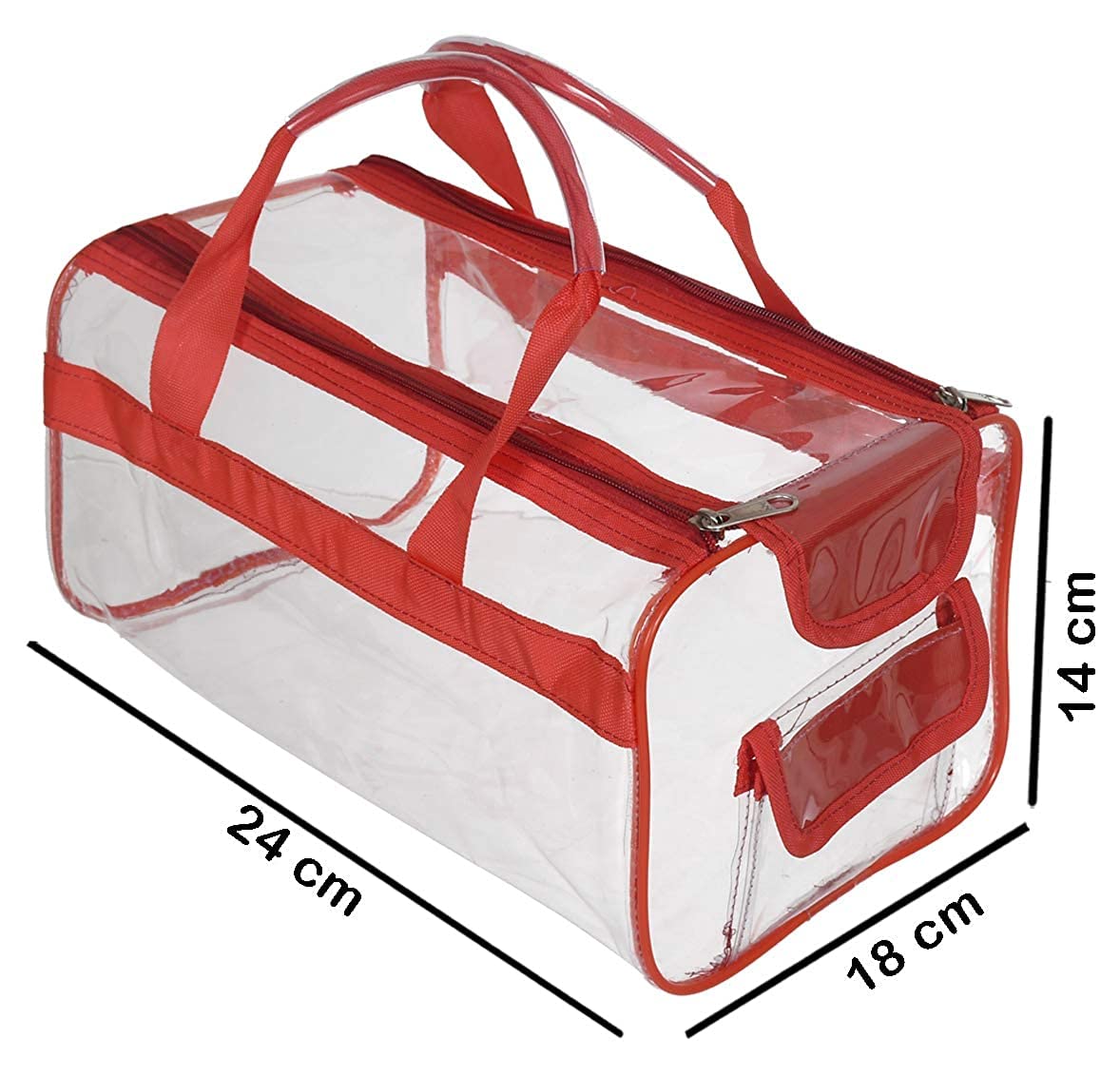 **Kuber Industries Multifunctional Travel Makeup Bag with Handle – Waterproof Cosmetic Organizer Pouch for Women & Men, Perfect for Travel, Gym, and Daily Use (Red)**