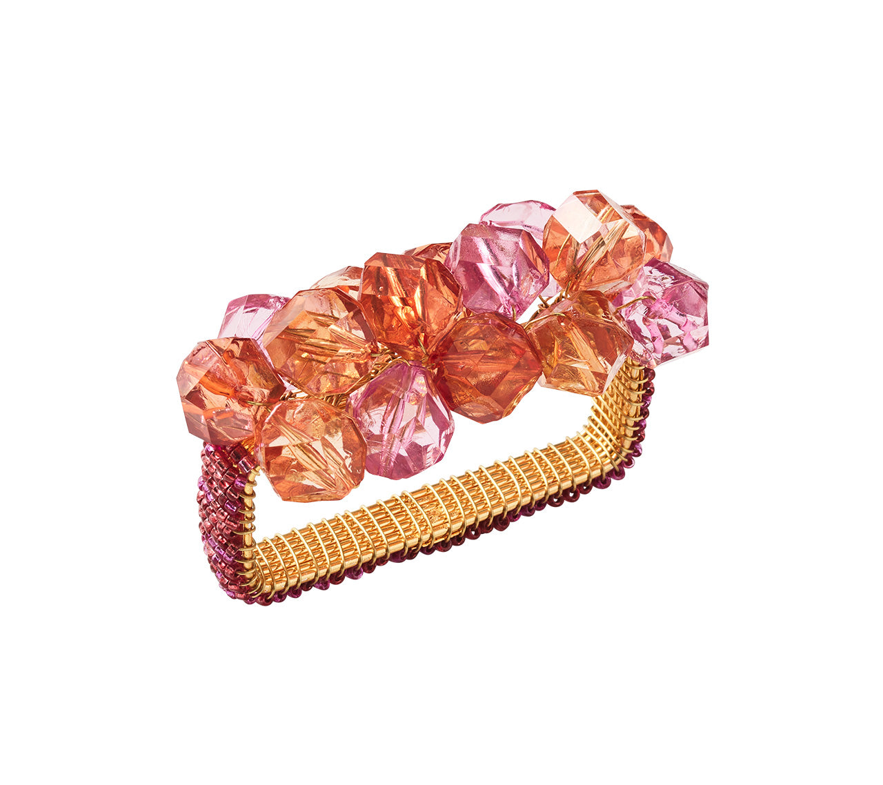 Vibrant Pink & Orange Pop Rocks Napkin Rings - Set of 4 for Elegant Dinner Parties & Holiday Table Decor